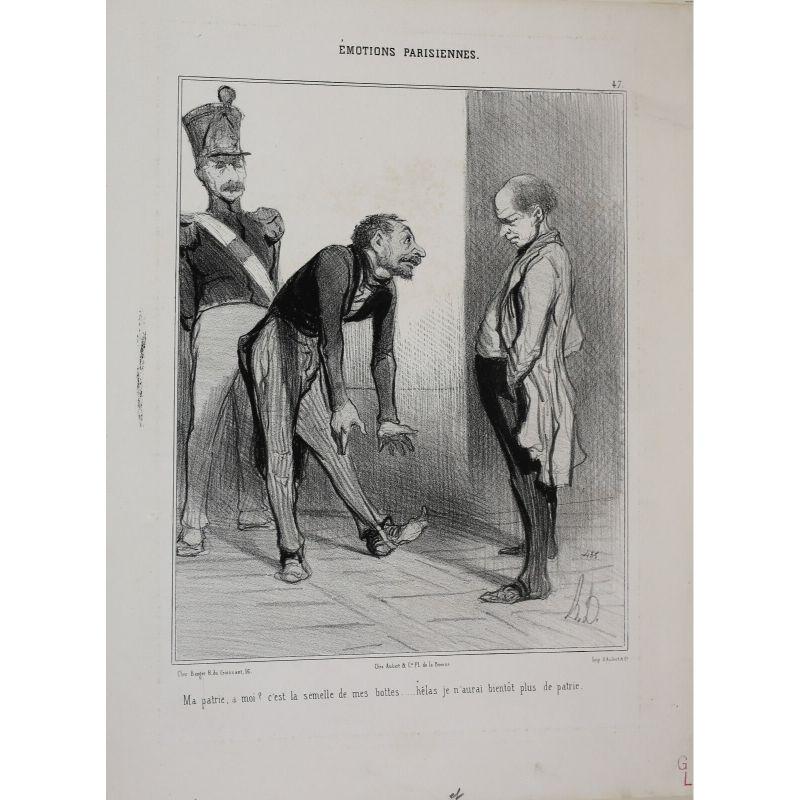 19th Century Honore Daumier Lithograph Initialed HD My Homeland For Sale