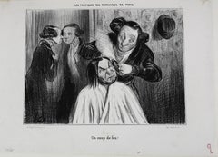 Honore Daumier Lithograph Initialed H.D. Un Coup de Feu