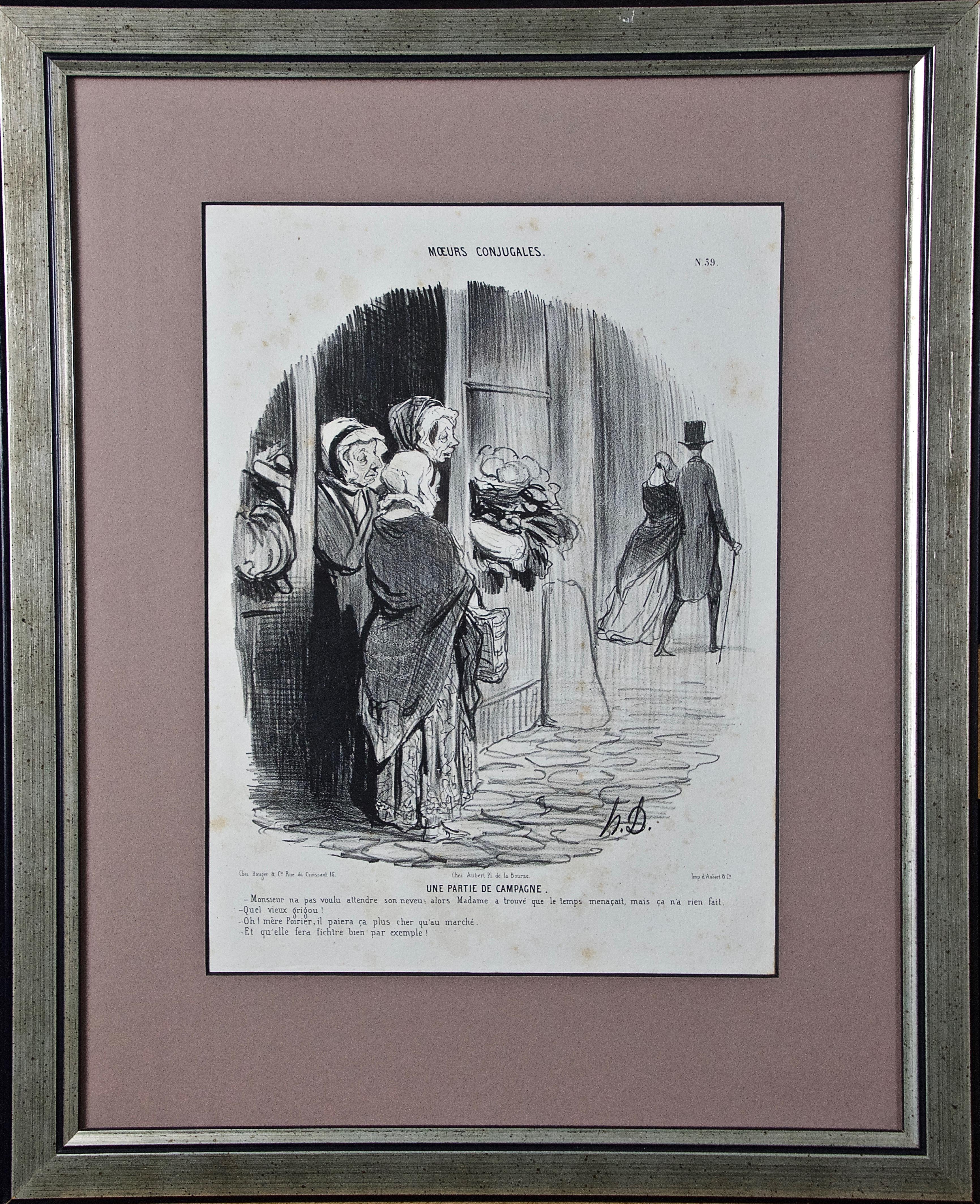 Honoré Daumier Landscape Print - "Une Partie de Campagne": 19th Century Honore Daumier Caricature