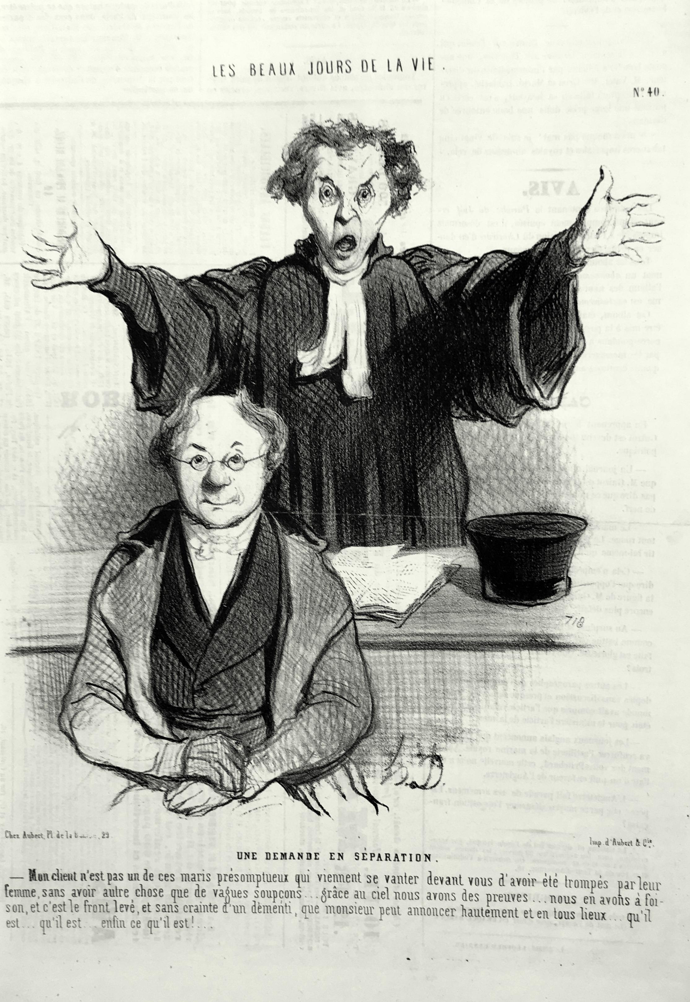Honoré Daumier Figurative Print - A Divorce Case