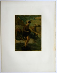 (after) Honore Daumier - "Au bord de l'eau" lithograph