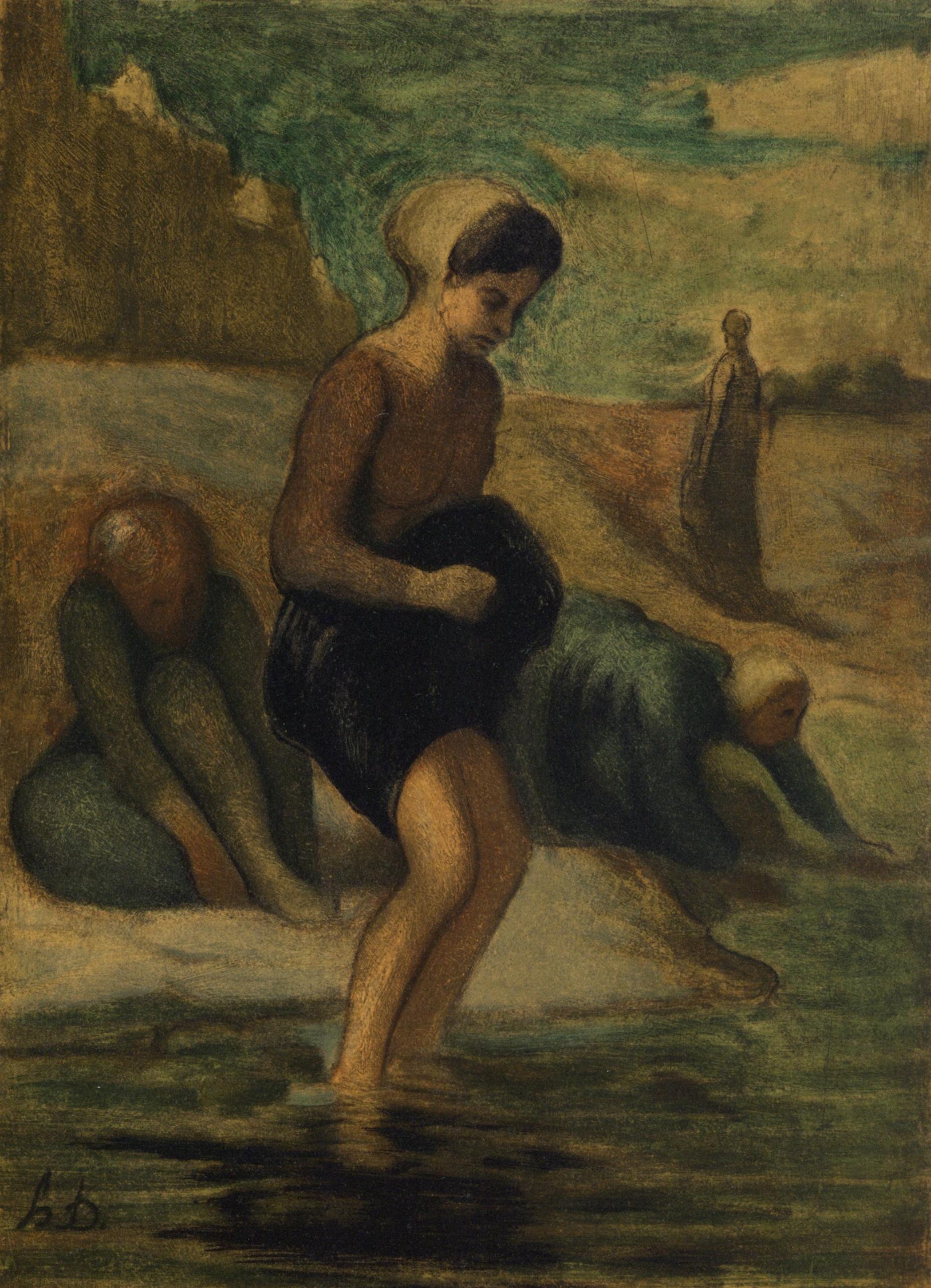 (after) Honore Daumier - "Au bord de l'eau" lithograph - Print by Honoré Daumier