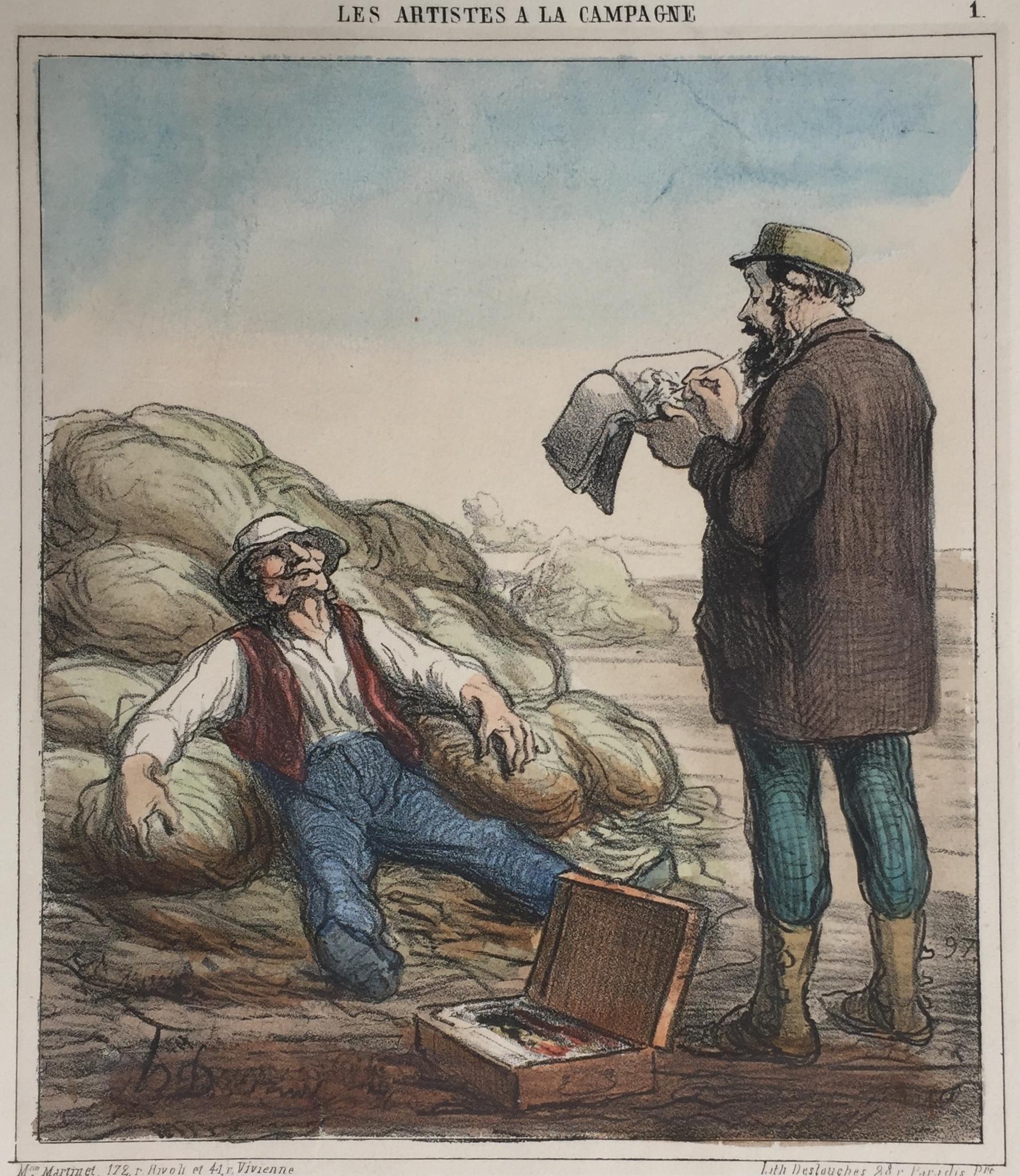 Honoré Daumier Figurative Print - ARTIST IN THE COUNTRYSIDE