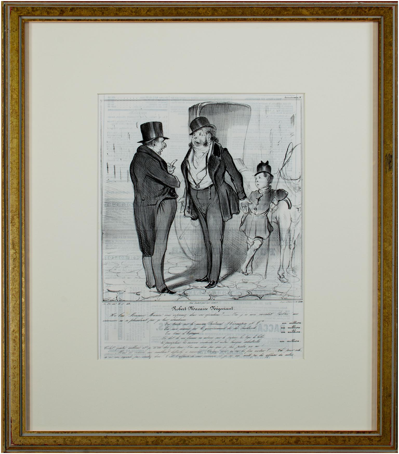 „Caricatura Robert Macaire Negociant“, Lithographie von Honore Daumier im Angebot 1