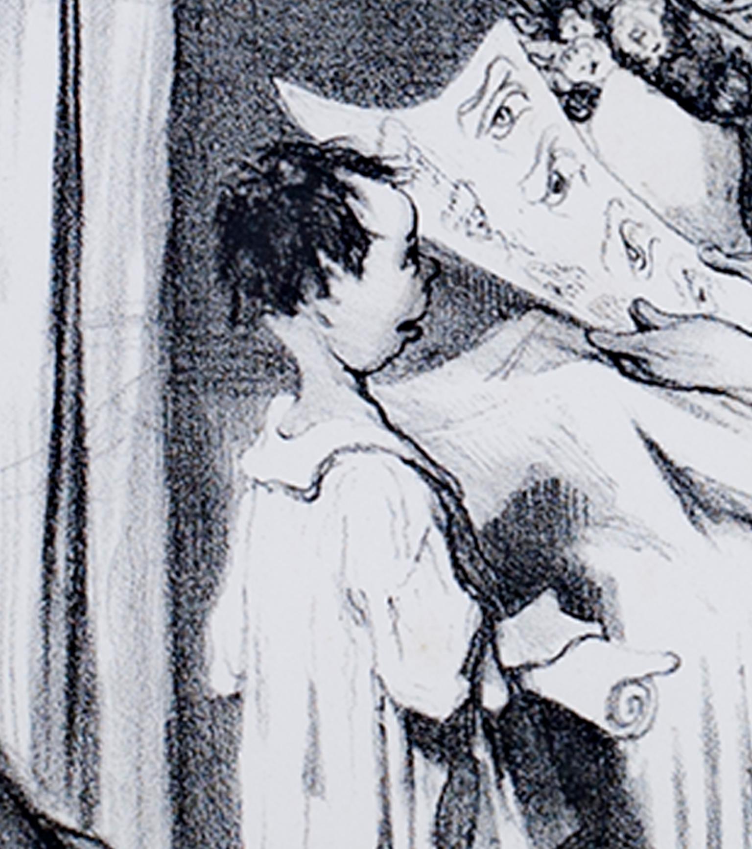 „Ce Matin Avant l'Aurore“, Originallithographie Genreszene von Honore Daumier, „Ce Matin Avant l'Aurore“ (Grau), Figurative Print, von Honoré Daumier
