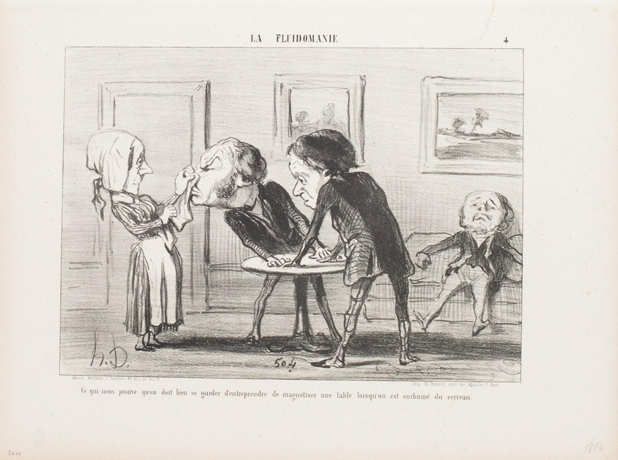 Ce qui nus prouve (...)  es una litografía original en blanco y negro (plancha n. 4), de La Fluidomanie.

Se trata de una serie satírica compuesta por 12 láminas de caricaturas "de mœurs" (de comportamientos), realizadas por Honoré Daumier (Francia,
