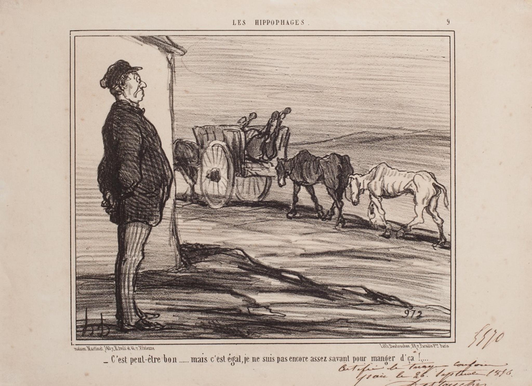 Honoré Daumier Figurative Print - C’est peut-être bon… - Lithograph by H. Daumier - 1856