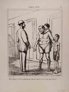 Antique Croquis d’Été - Lithograph by Honoré Daumier - 1858