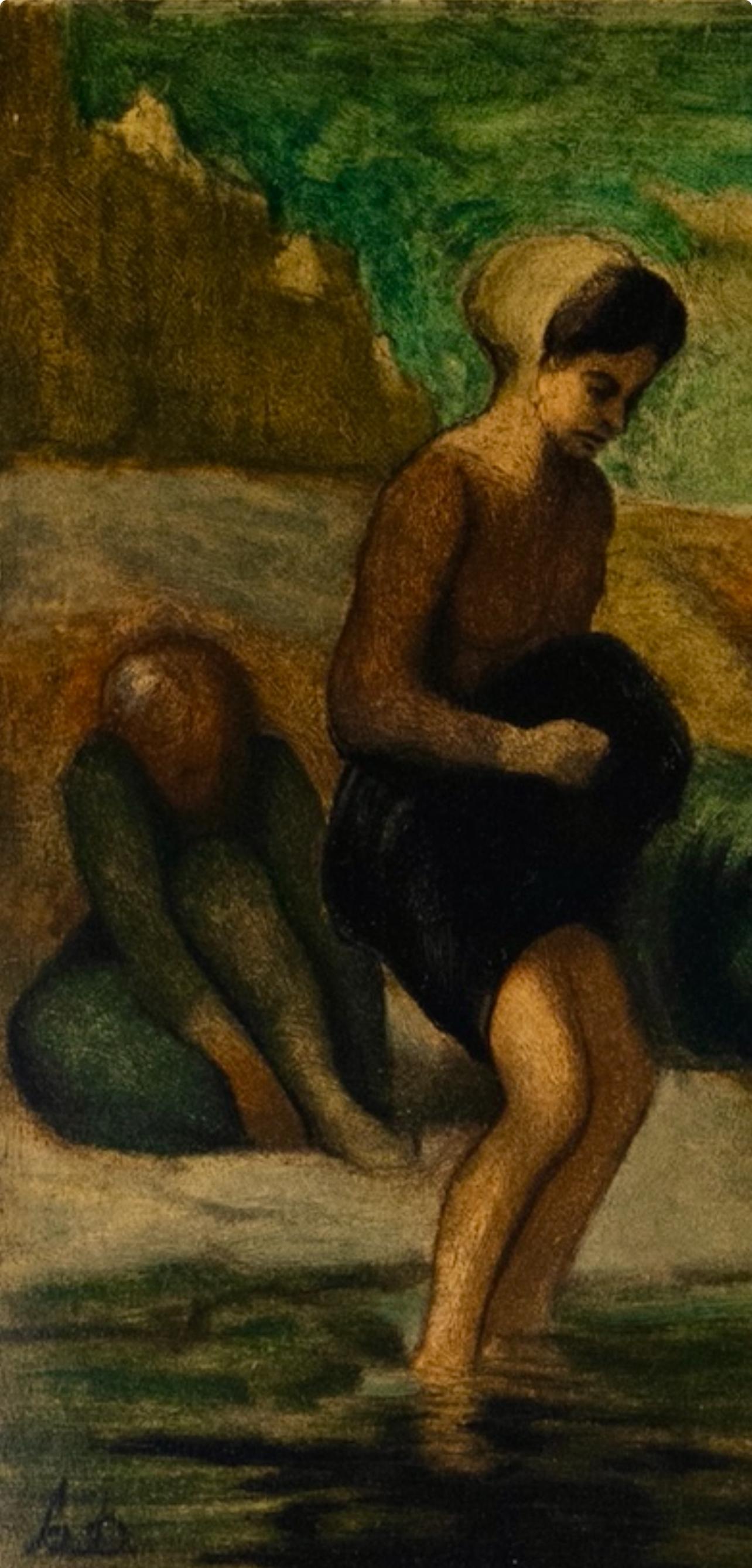 Daumier, Au bord de l'eau, Les Réalistes Lyriques (nach) – Print von Honoré Daumier