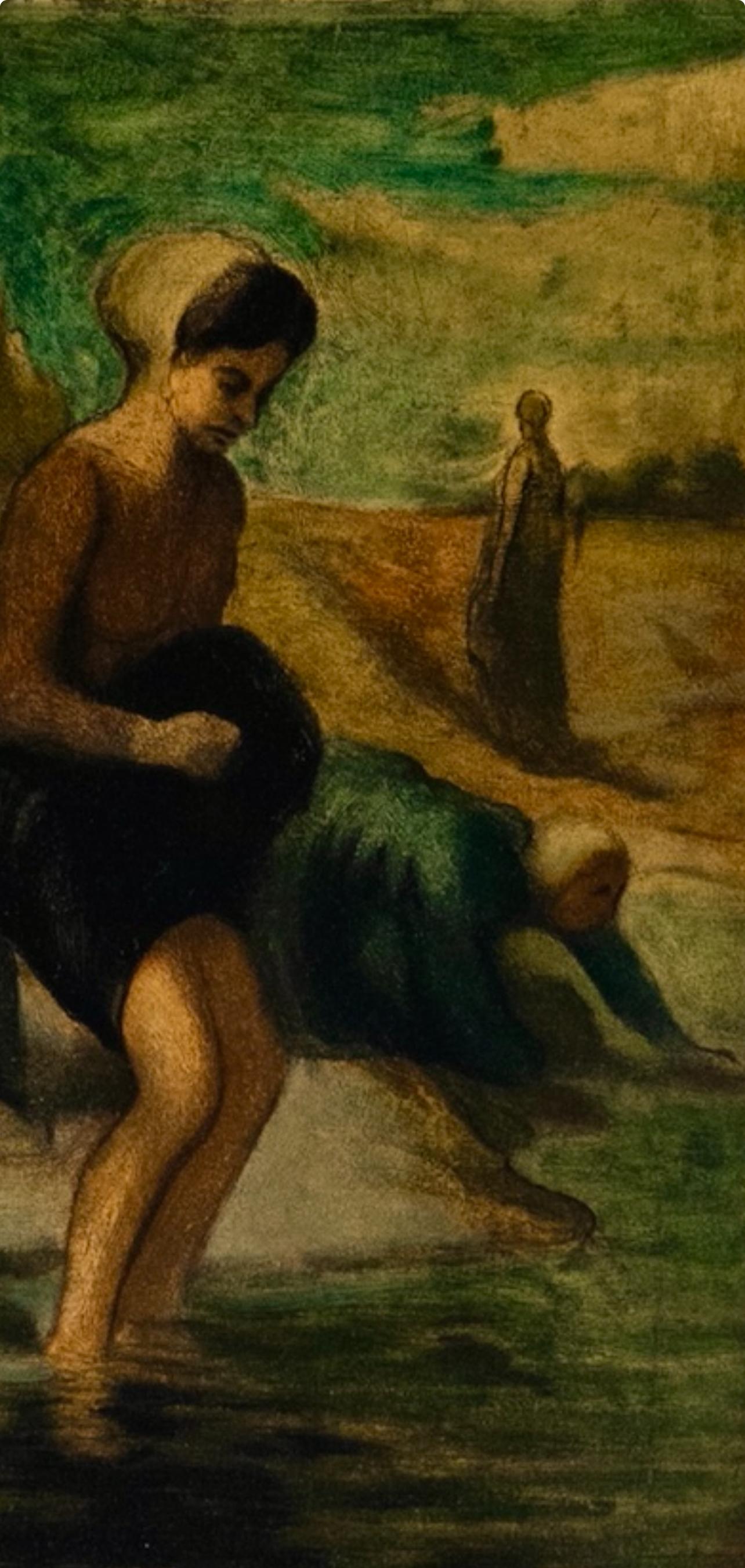 Daumier, Au bord de l'eau, Les Réalistes Lyriques (after) - French School Print by Honoré Daumier