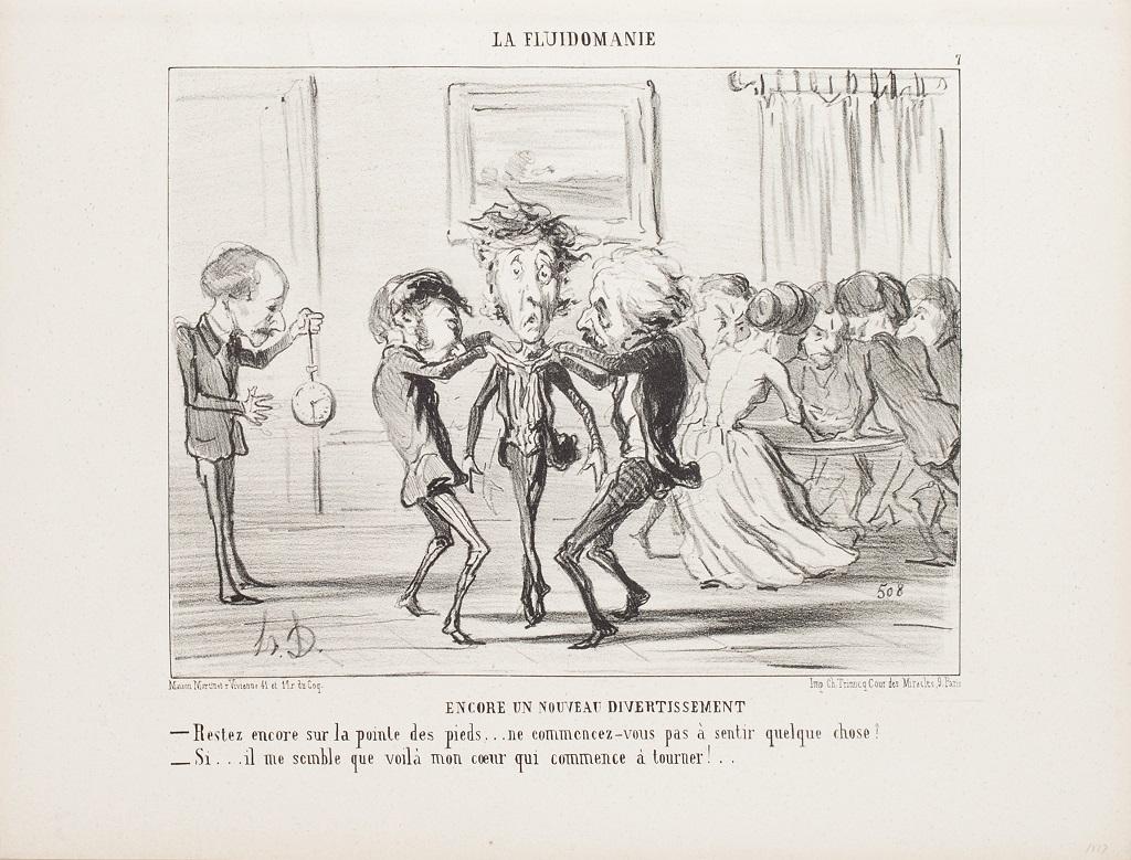 Honoré Daumier Figurative Print - Encore un Nouveau Divertissement - Lithograph by H. Daumier - 1853