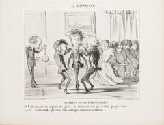 Encore un Nouveau Divertissement - Lithograph by H. Daumier - 1853