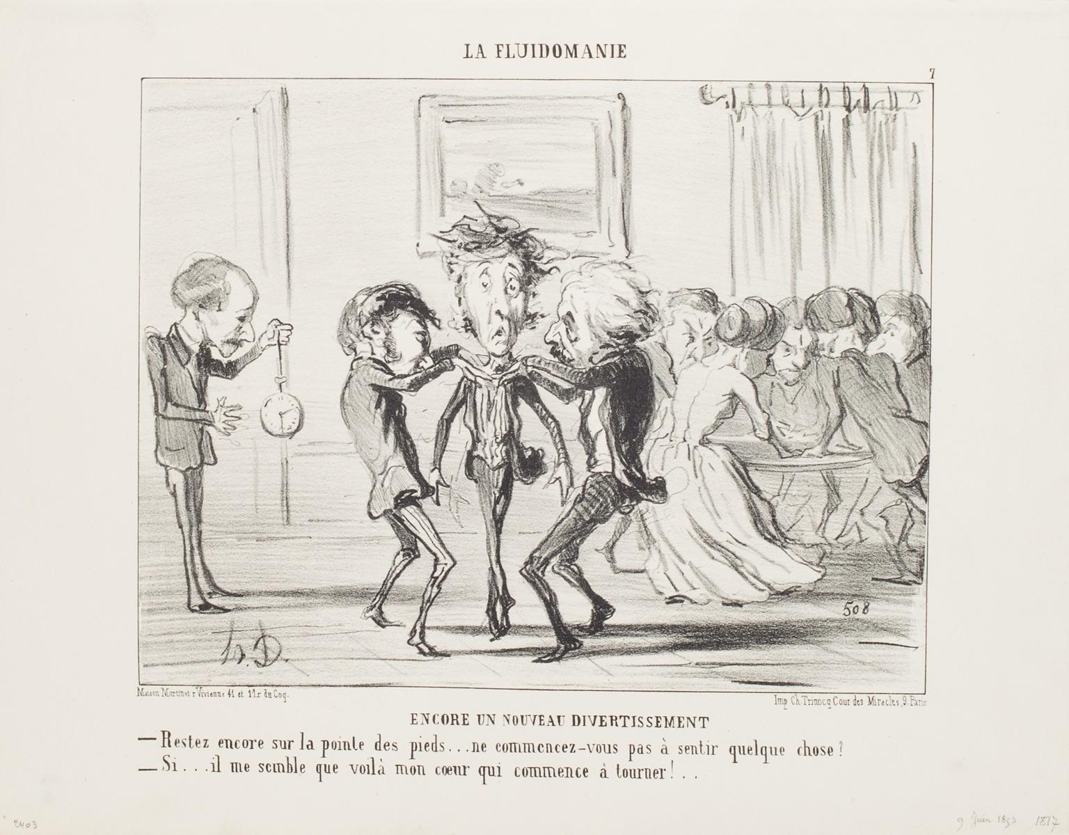 Honoré Daumier Figurative Print - Encore un Nouveau Divertissement - Lithograph by H. Daumier - 1853