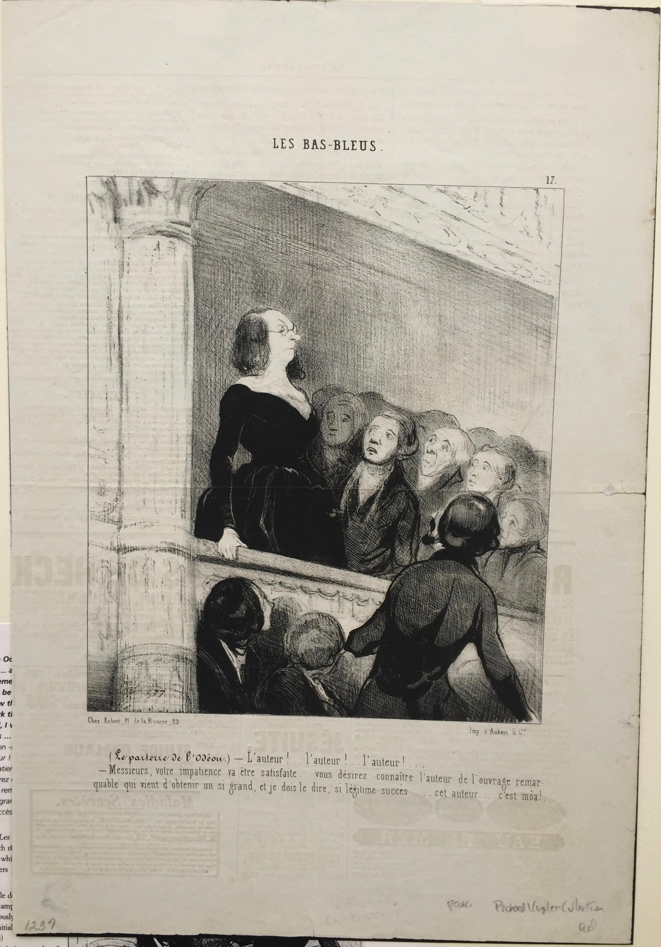 écrivains féministes - Je suis l'auteur de ce remarquable jeu ! - Gris Figurative Print par Honoré Daumier