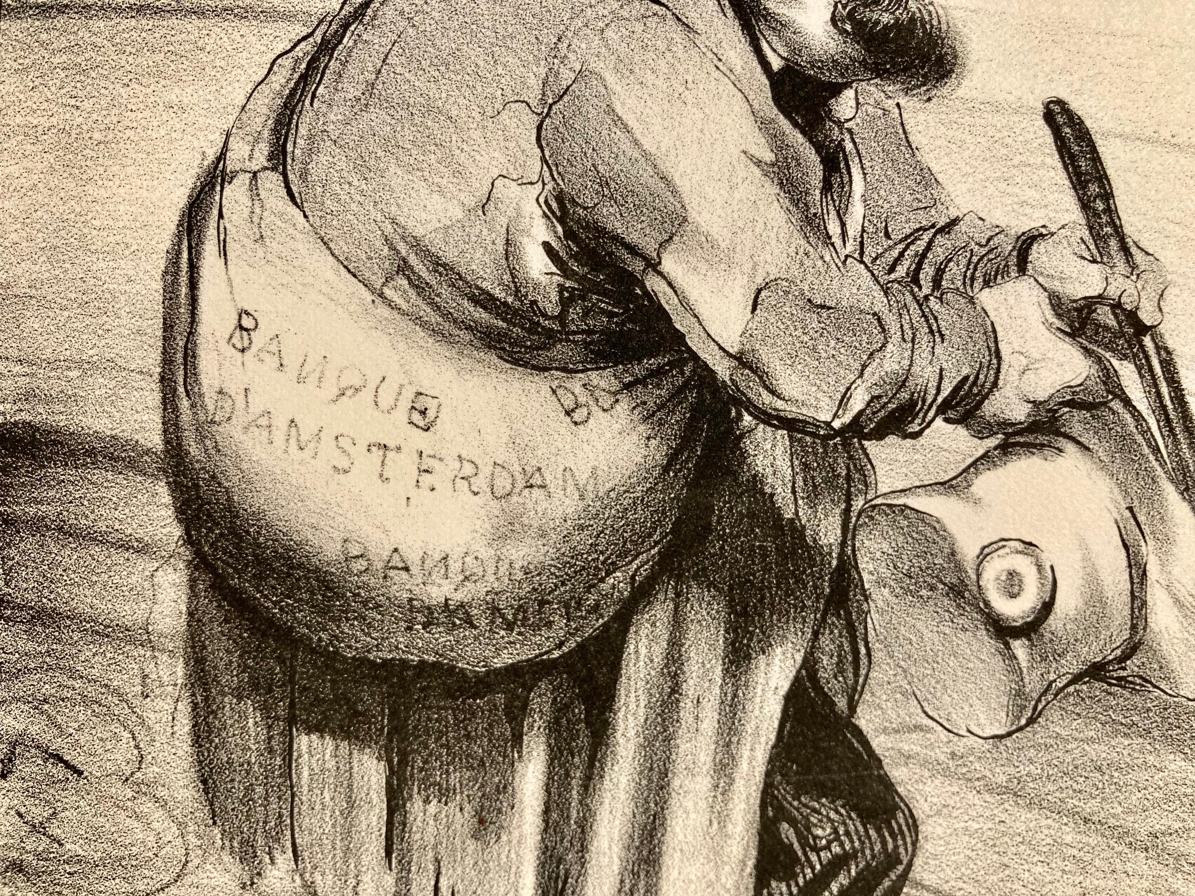 PARA UN AMERICANO POBRE  POR FAVOR   /   POUR UN PAUVRE AMERICAIN S'IL VOUS PLAIT - Print Escuela de Barbizon de Honoré Daumier