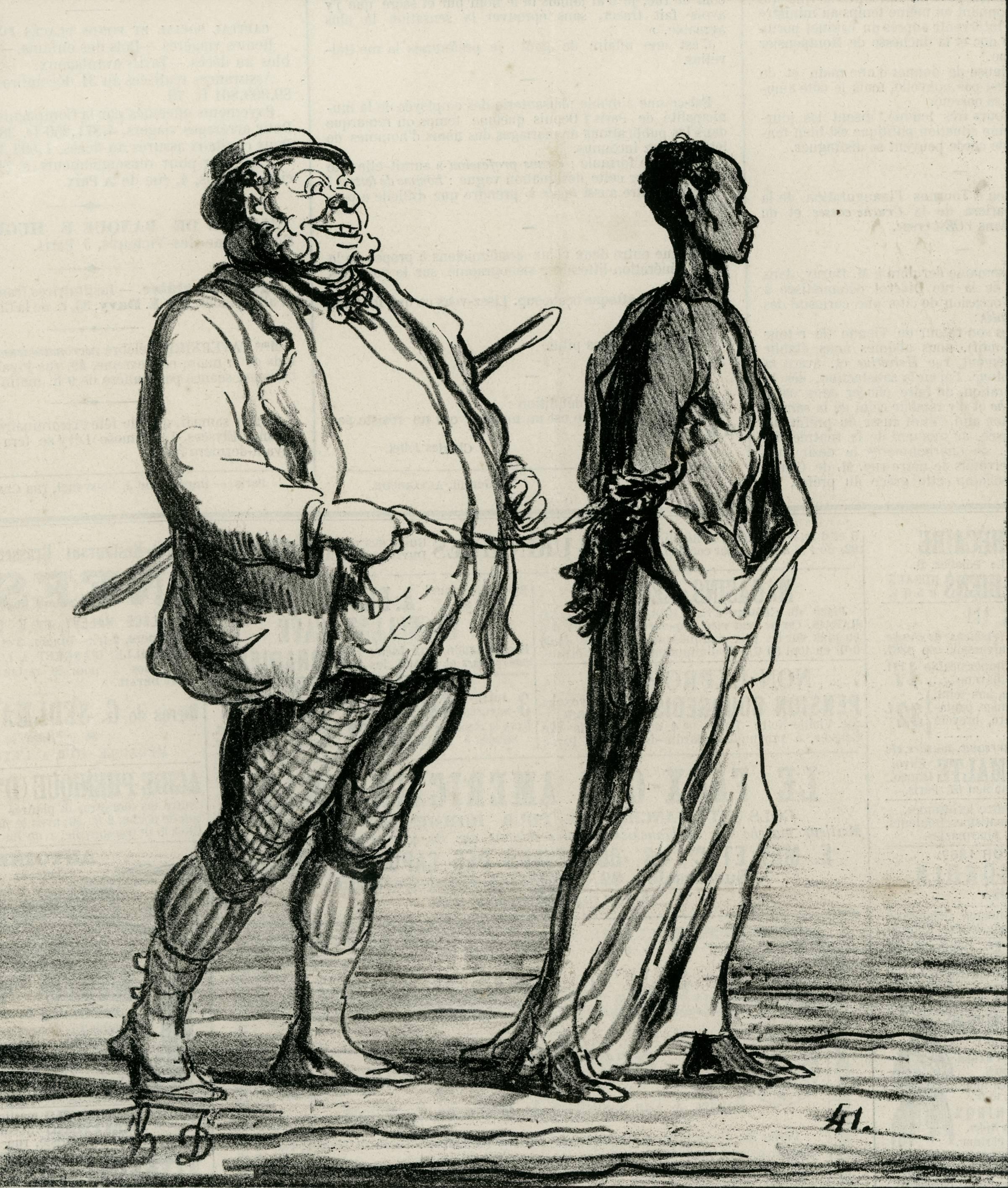 Honoré Daumier Portrait Print - John Bull vows that he is tied to the son of Theodorus by an indissoluble band.