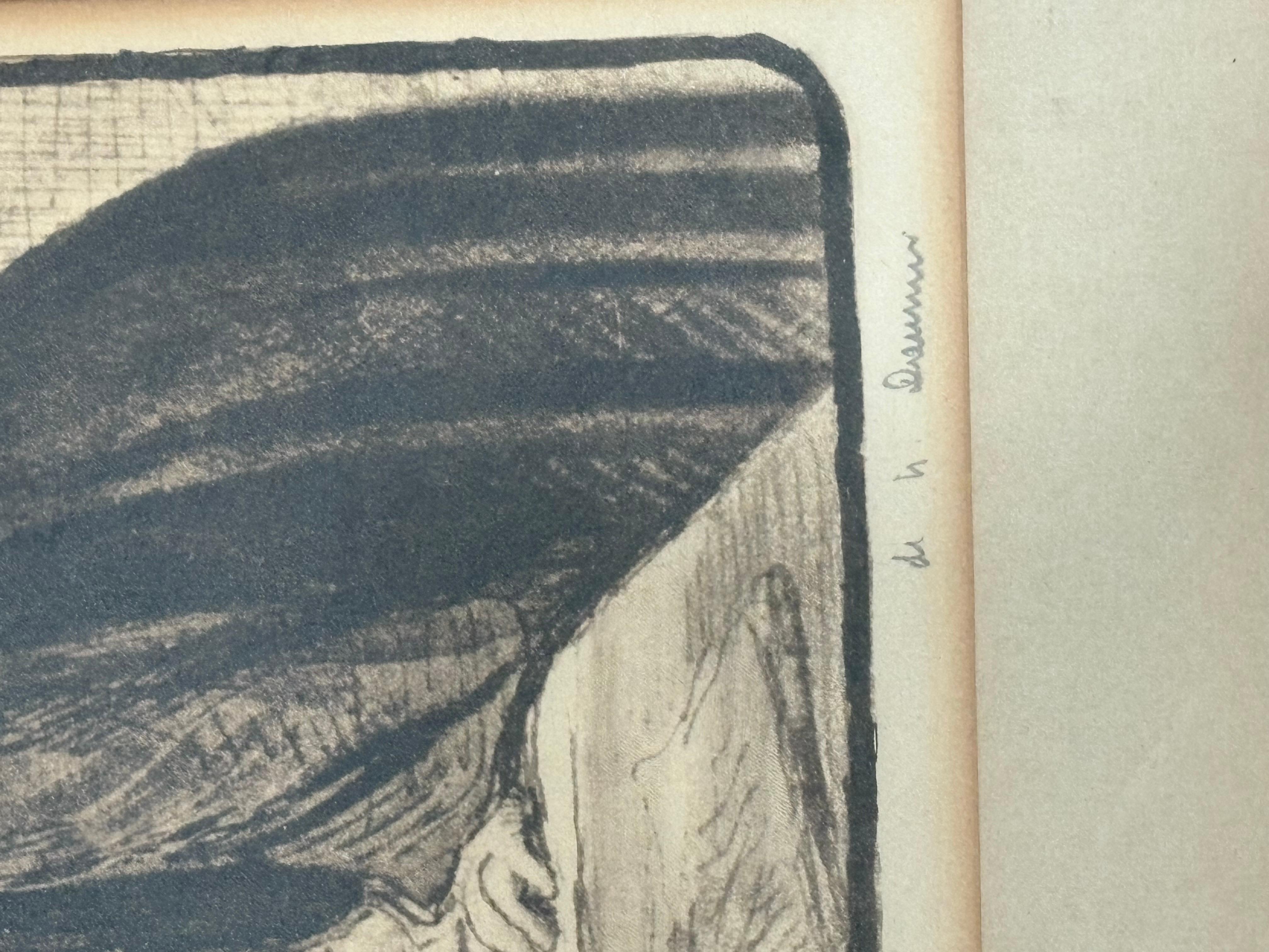 Se trata de una litografía de Honore Daumier Francia 1808-1879 La Bon Argument. Firmado y numerado. Mide 16x13. El papel está descolorido por el paso del tiempo