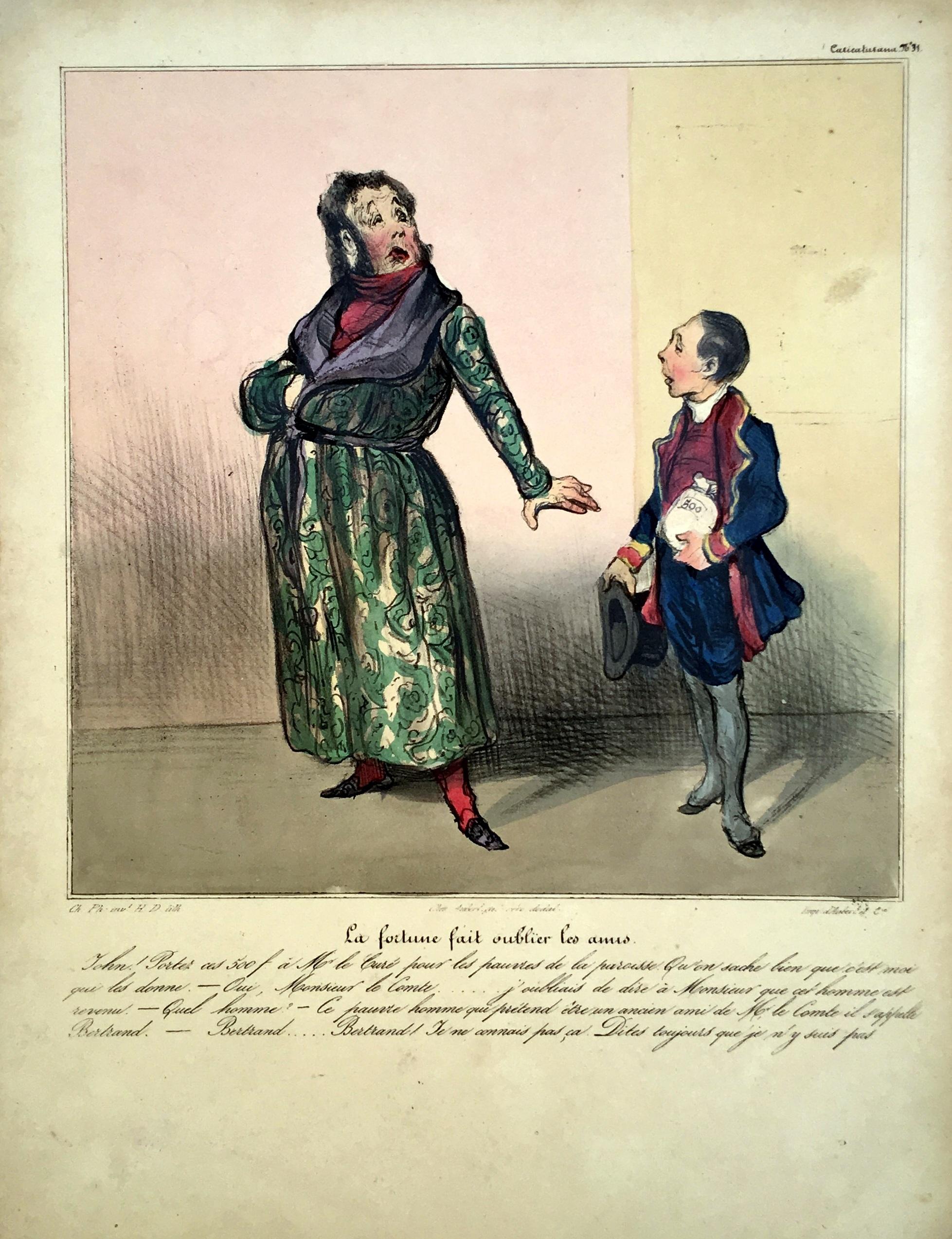 Honoré Daumier Figurative Print - La fortune fait oublier les amis