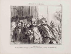La Sortie - Lithograph by Honoré Daumier - 1853