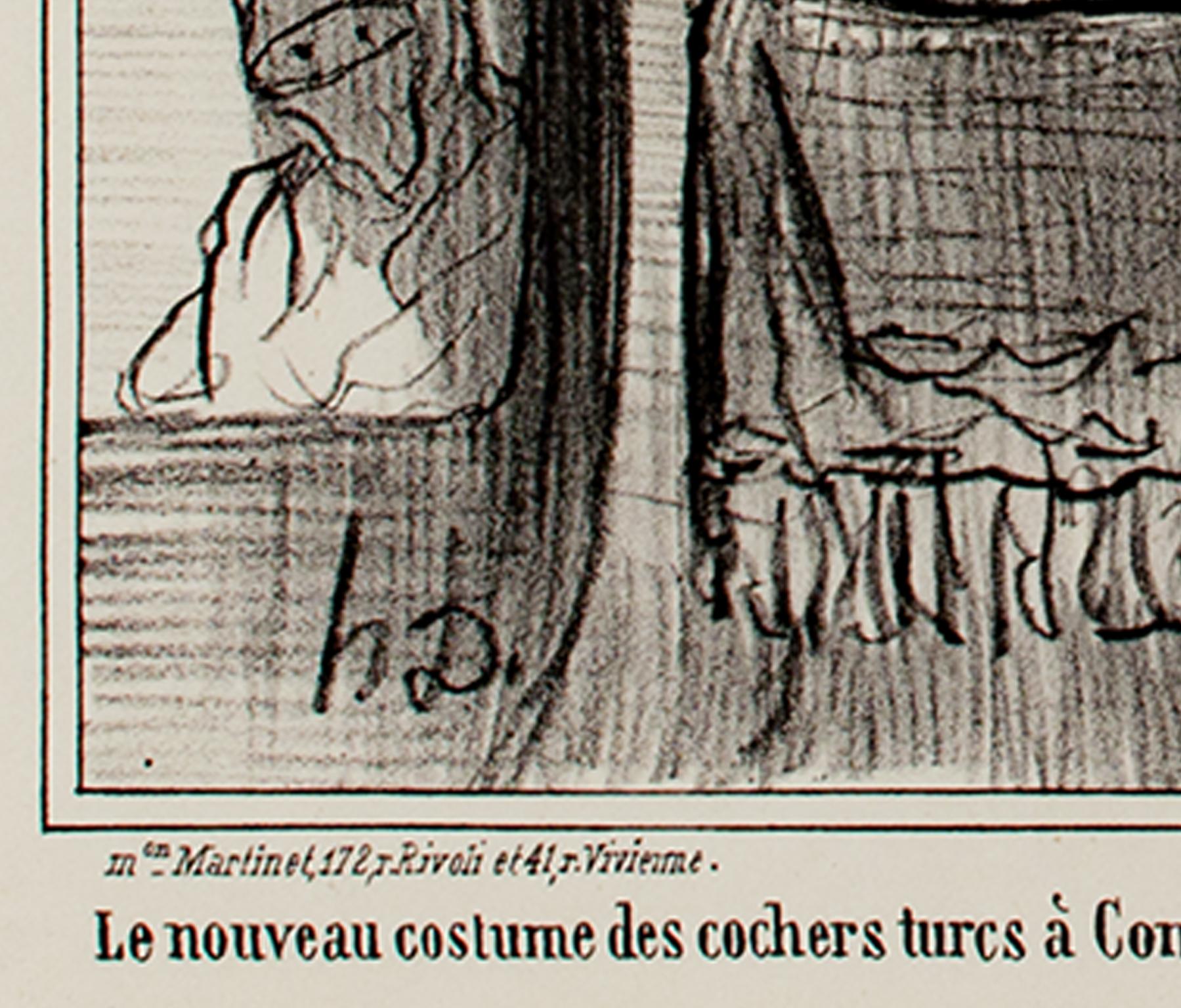 „Le Nouveau Costume Des Cochers-Actualites“, Lithographie von Honore Daumier – Print von Honoré Daumier