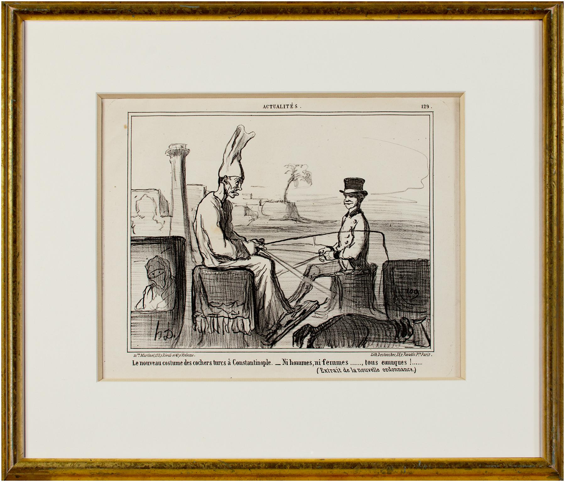 „Le Nouveau Costume Des Cochers-Actualites“, Lithographie von Honore Daumier im Angebot 1