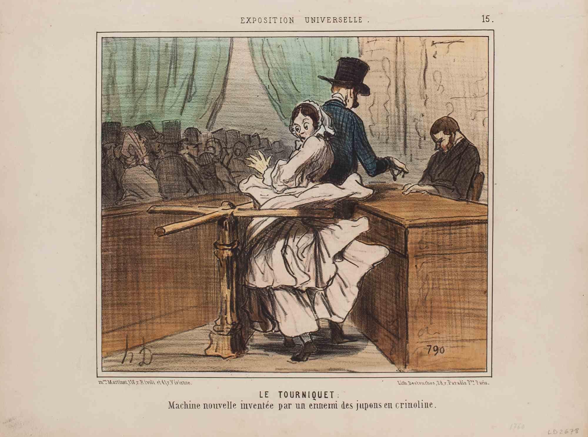 Preciosa litografía con márgenes, realizada por Daumier en 1855 con goma de color de la época.

Pertenece a la serie "L'Exposition Universelle". 

Ref. Delteil 2678. 