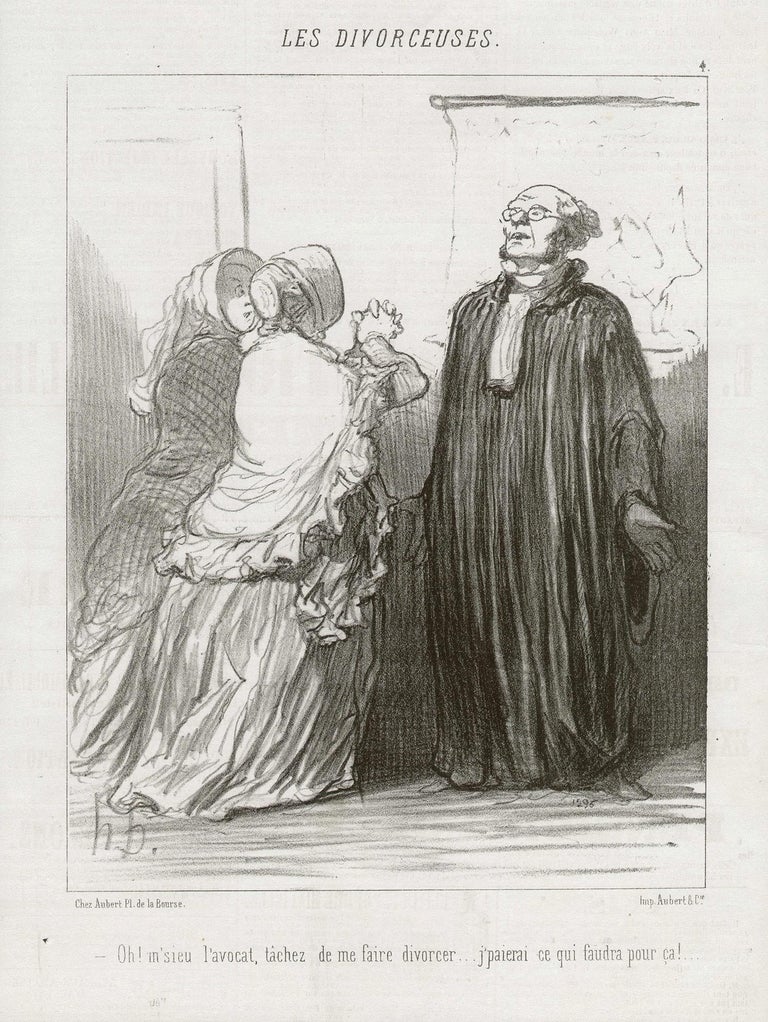 Honoré Daumier - Les Divorceuses, French legal law caricature ...