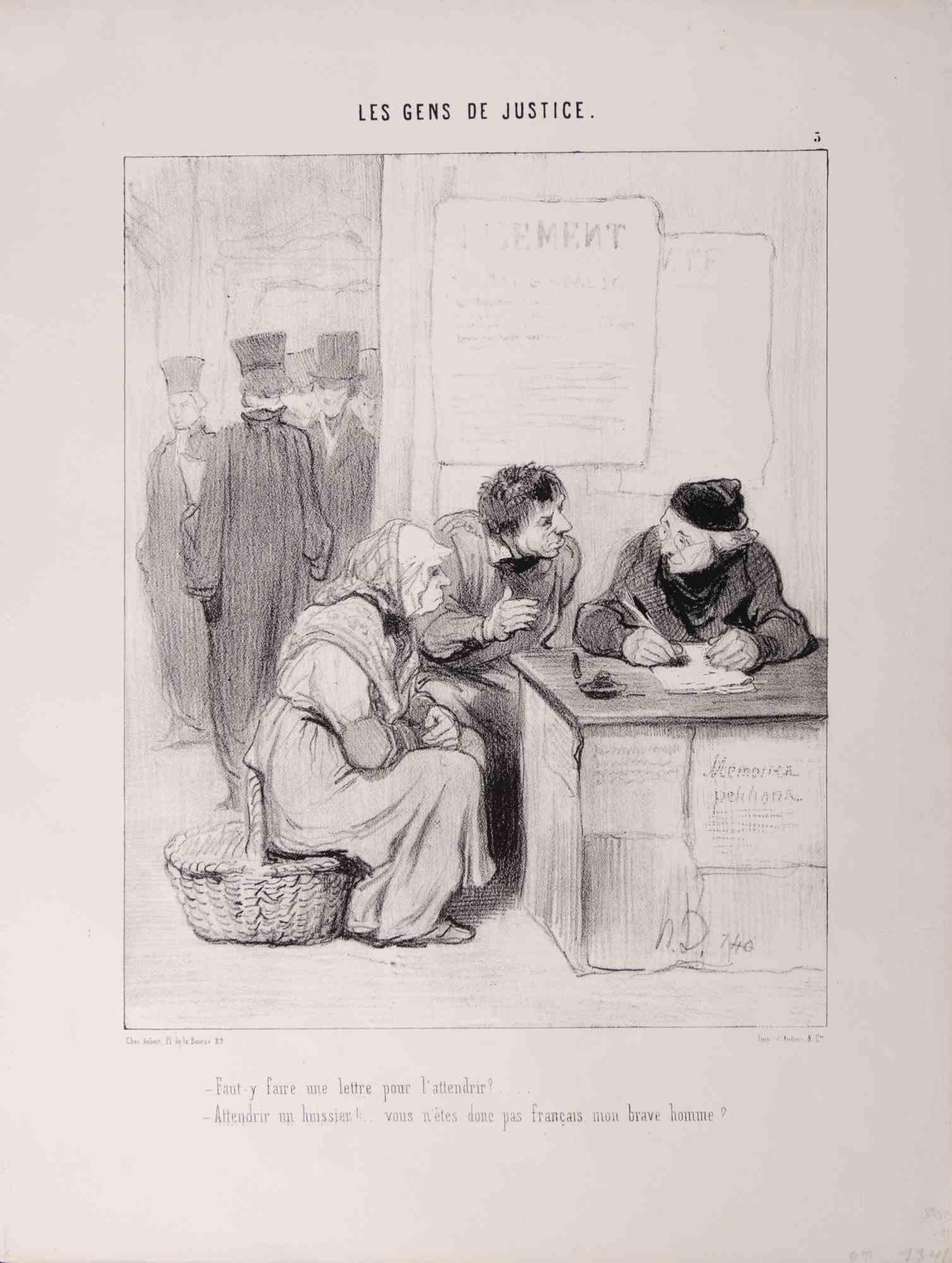 Litografía realizada por Daumier en 1845, perteneciente a la Serie "Les Gens de Justice"

Tabla núm. 5 de la Serie.

Monograma en la placa.

Muy buen estado.

Ref. Delteil 1341