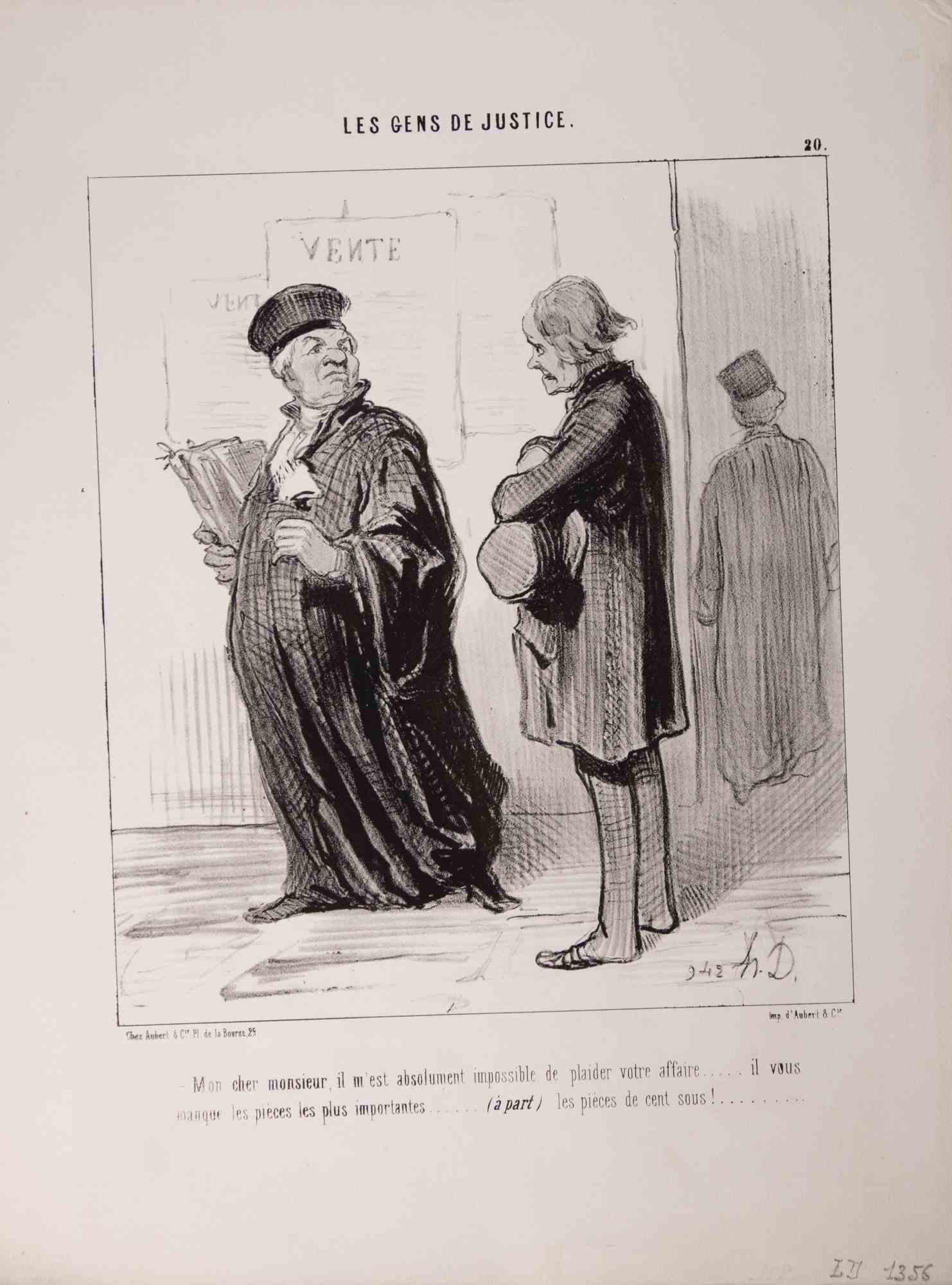 Litografía realizada por Daumier en 1845, perteneciente a la Serie "Les Gens de Justice"

Tabla nº 20 de la Serie.

Monograma en la placa.

Muy buen estado.

Ref. Delteil 1356