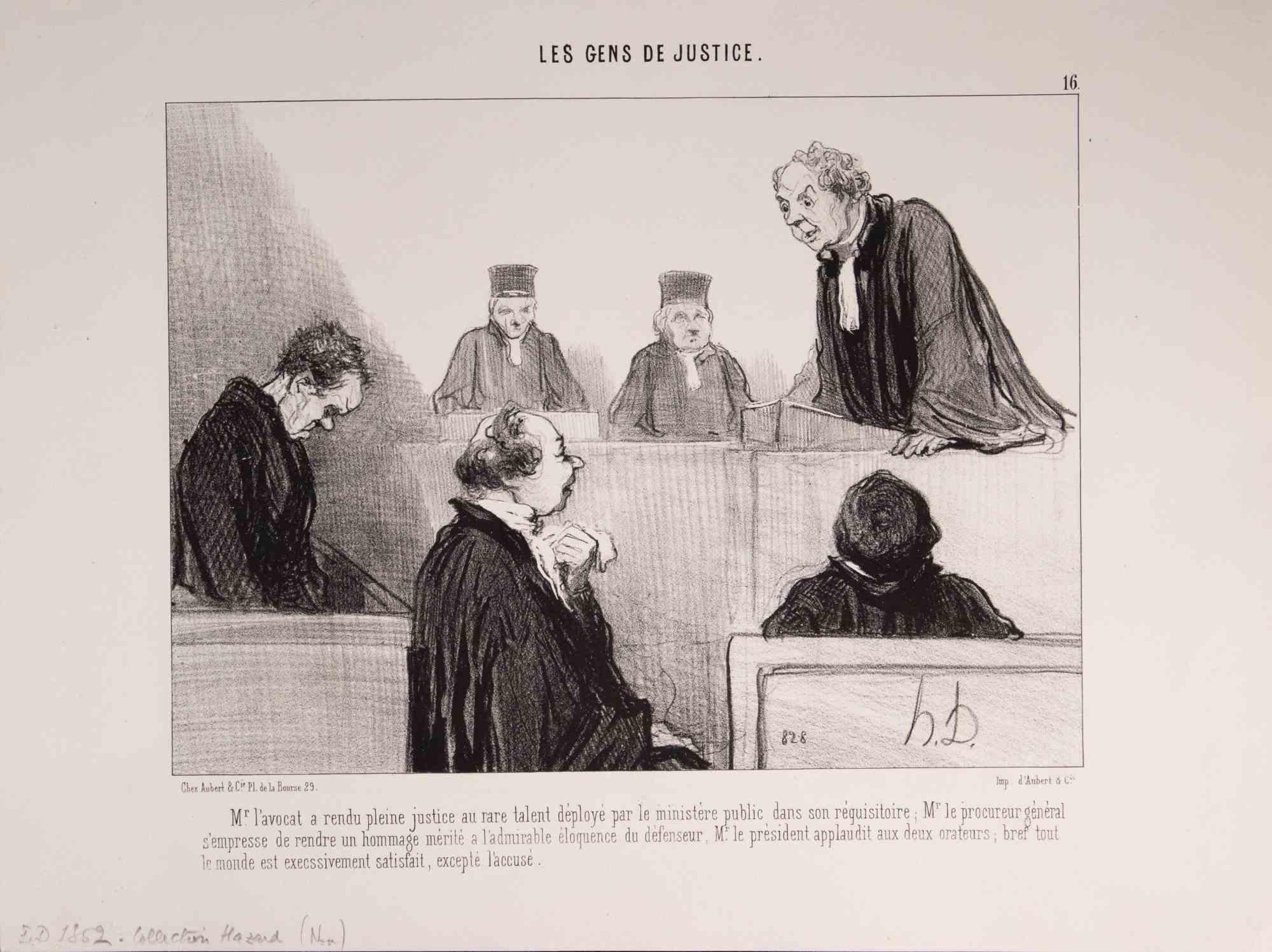 Litografía realizada por Daumier en 1845, perteneciente a la Serie "Les Gens de Justice"

Tabla núm. 16 de la Serie.

Monograma en la placa.

Muy buen estado.

Ref. Delteil 1352