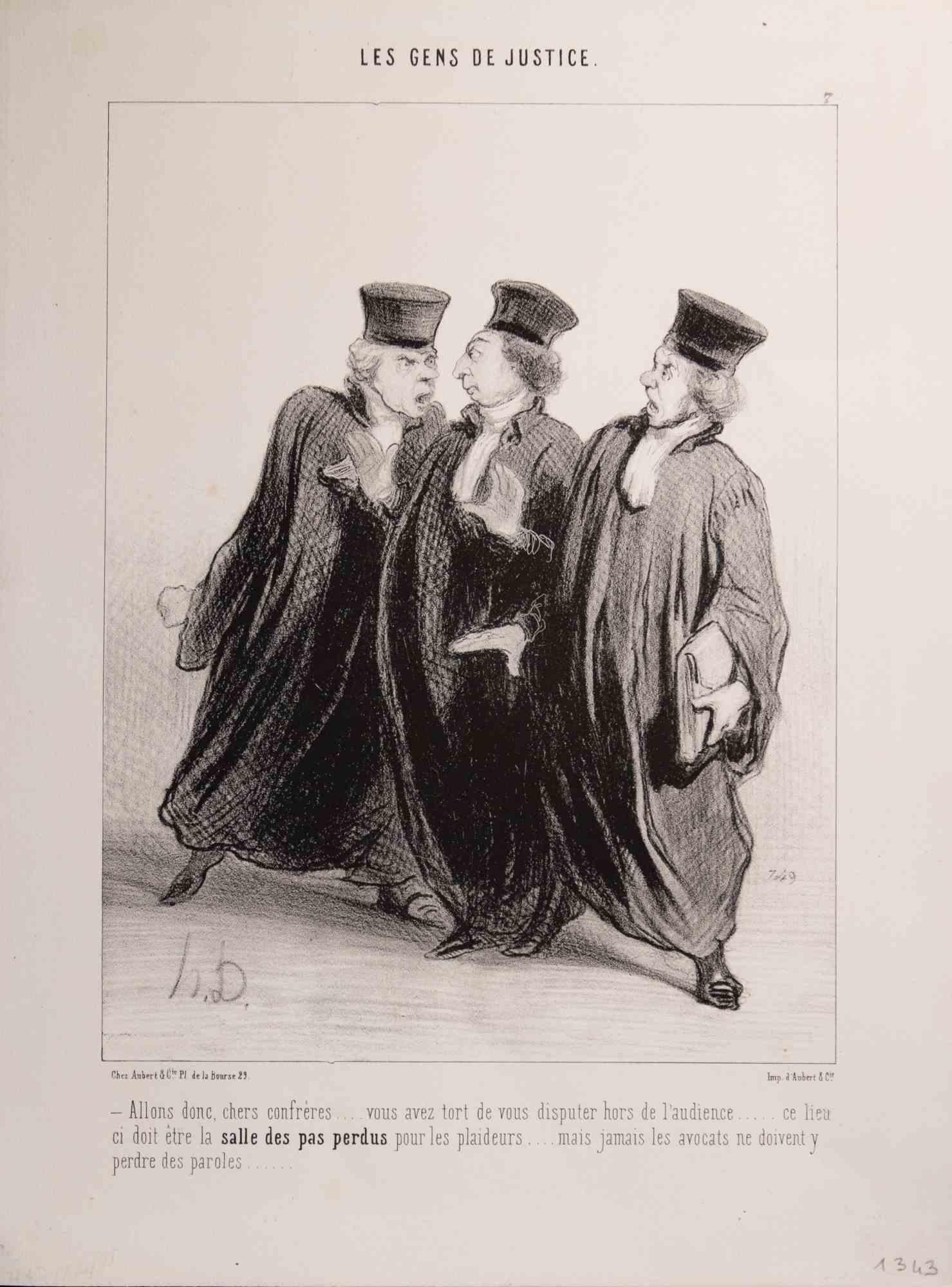 Litografía realizada por Daumier en 1845, perteneciente a la Serie "Les Gens de Justice"

Tabla núm. 7 de la Serie.

Monograma en la placa.

Muy buen estado.

Ref. Delteil 1343