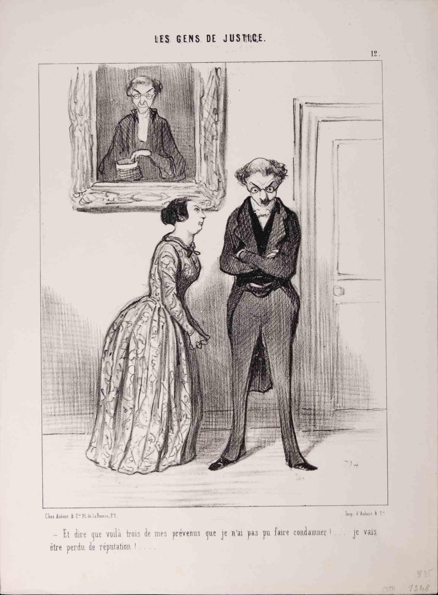 Litografia realizzata da Daumier nel 1845, appartenente alla serie "Les Gens de Justice".

Tabella n. 12 della serie.

Ottime condizioni.

Rif. Delteil 1348