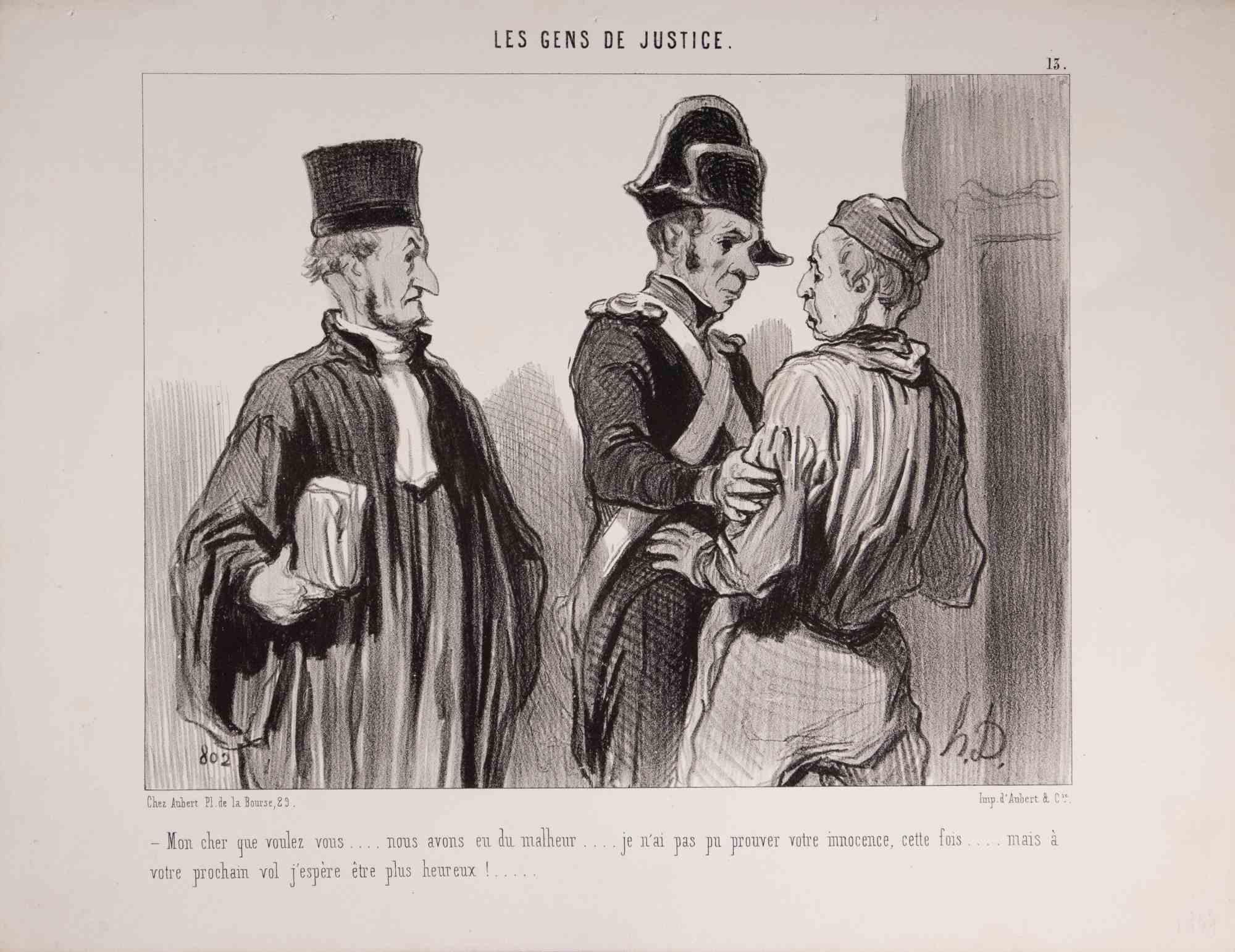 Litografía realizada por Daumier en 1845, perteneciente a la Serie "Les Gens de Justice"

Tabla núm. 13 de la Serie.

Monograma a mano en la placa.

Muy buen estado.

Ref. Delteil 1349