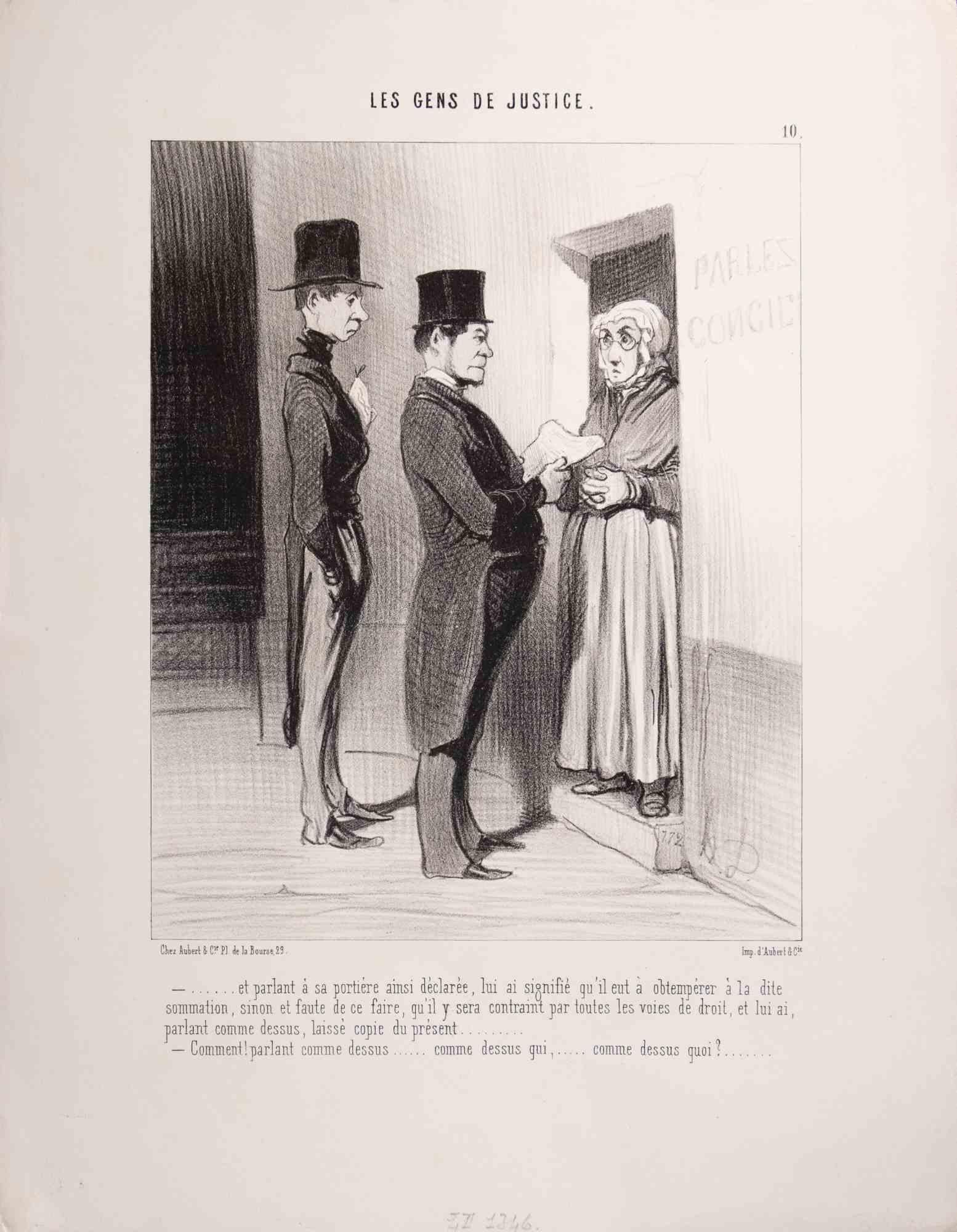 Litografía realizada por Daumier en 1845, perteneciente a la Serie "Les Gens de Justice"

Tabla núm. 10 de la Serie.

Muy buen estado.

Ref. Delteil 1346