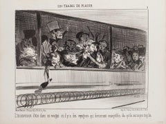  L’inconvénient d’être dans un wagon - Lithograph by H. Daumier - 1852