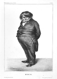 Antique M. Prune - Original lithograph by Honoré Daumier - 1833