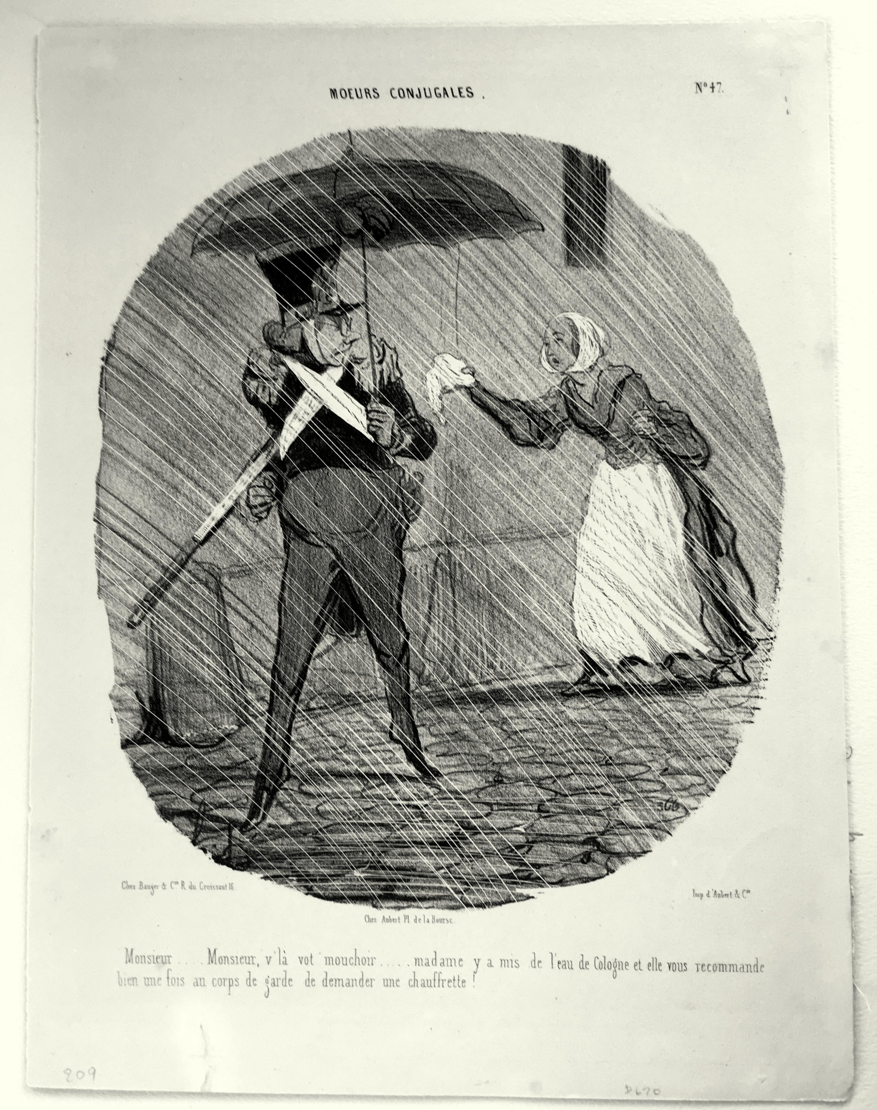 Honoré Daumier Figurative Print - Monsieur - Here's Your Handkerchief