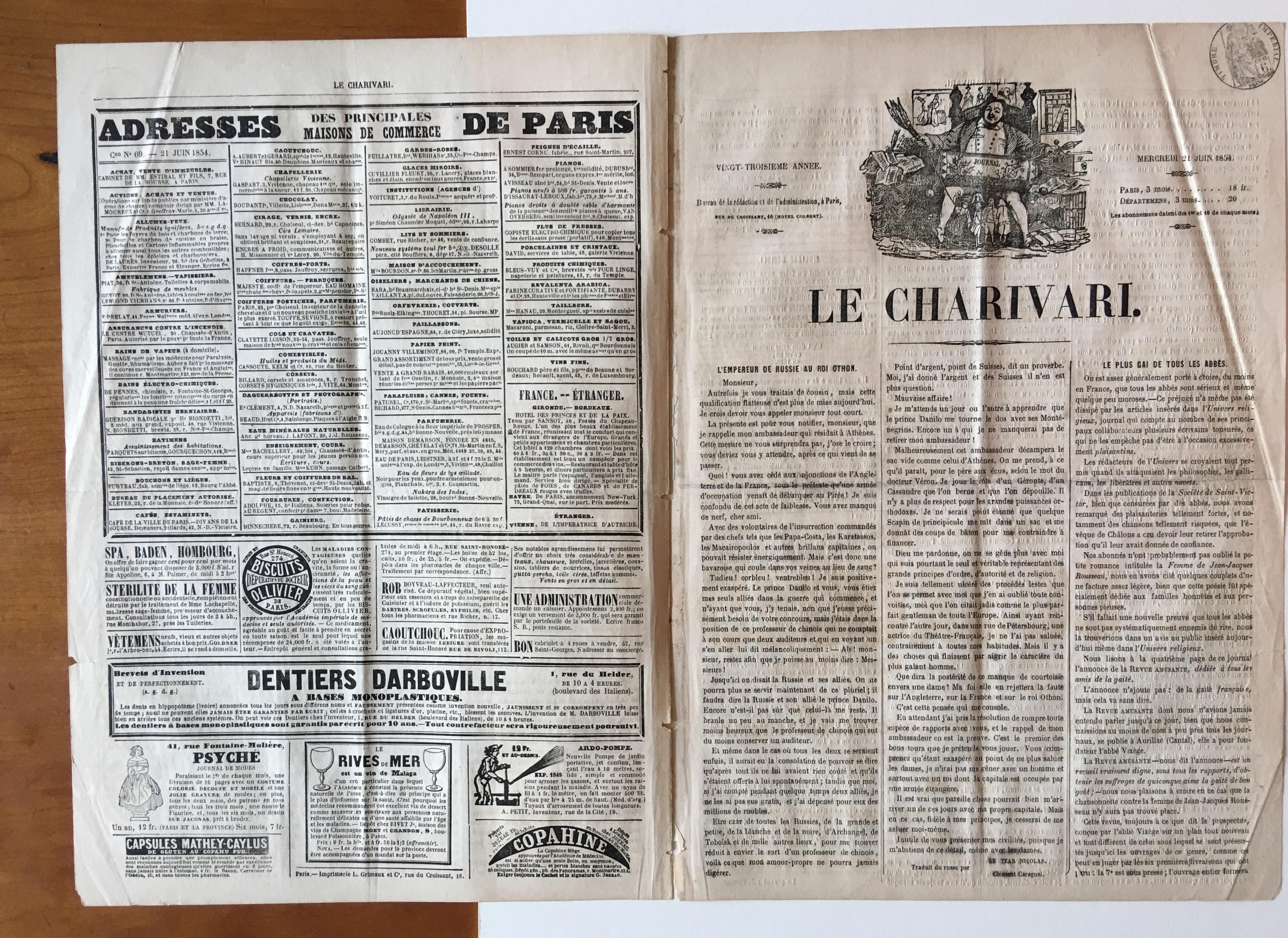 Oursikoff - incluyendo un ejemplar del Journal en el que apareció - Print de Honoré Daumier