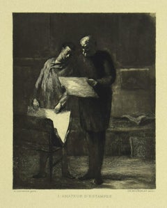 Prints Lover  - Original Etching on Paper by Honoré Daumier - 19th Century