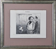 Rara caricatura de Honore Daumier del siglo XIX de la serie "Types Parisiens