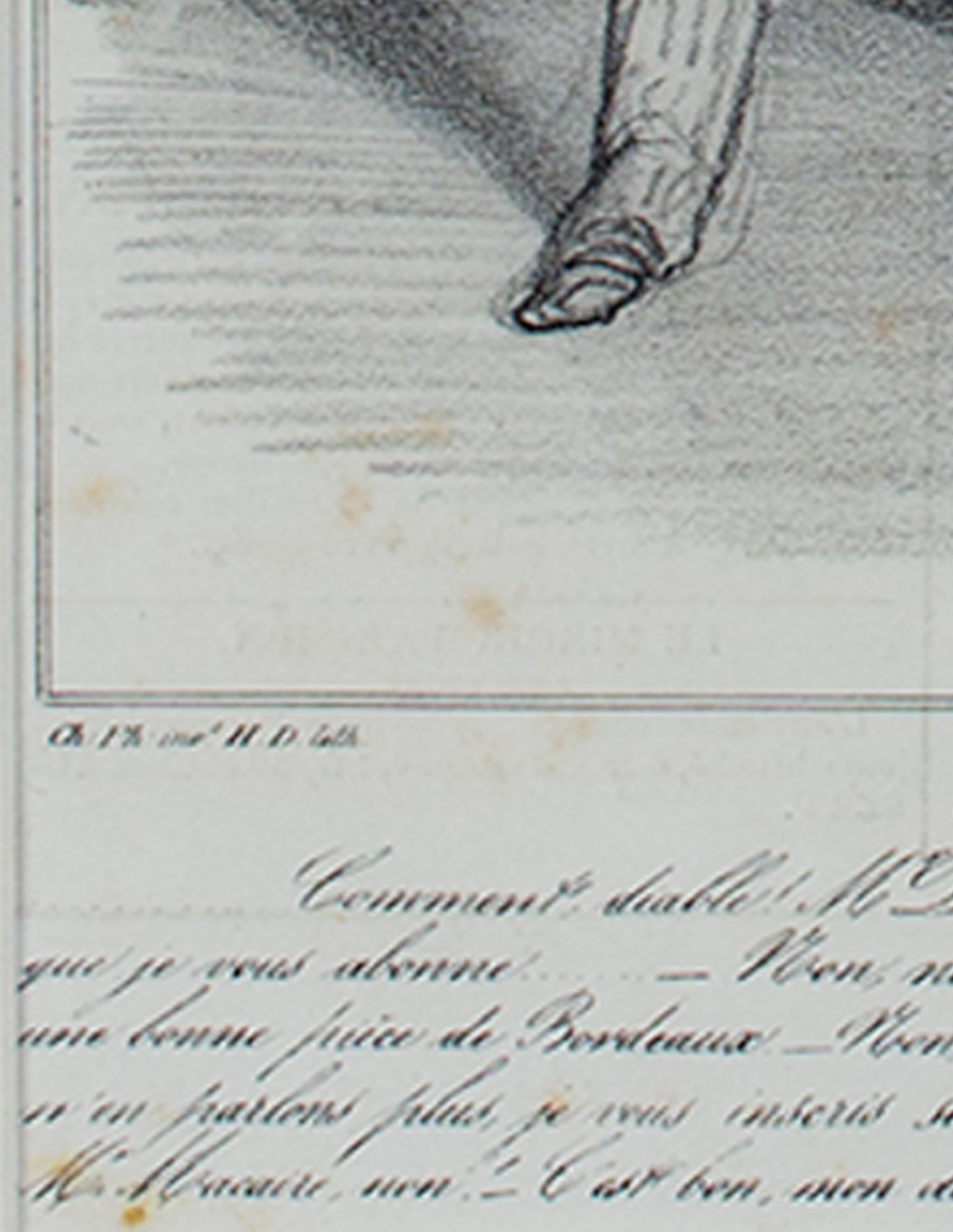 „Robert Macaire Commis Voyageur“, Originallithographie von Honore Daumier, „Robert Macaire (Grau), Print, von Honoré Daumier