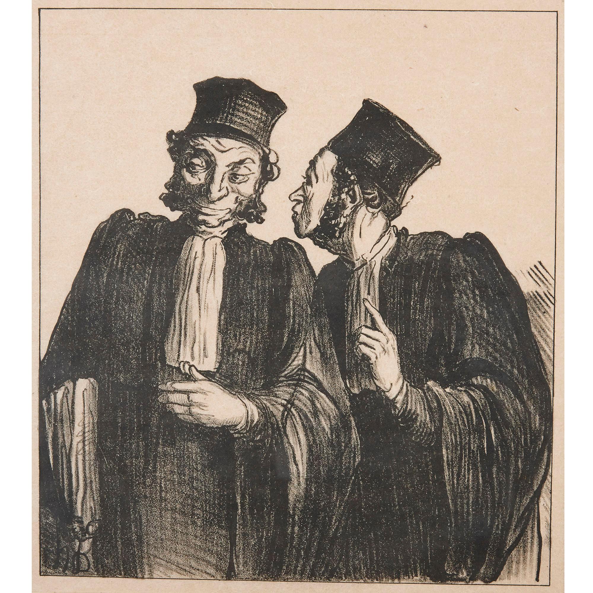Two lawyers from 'Croquis Parisiens' - Print by Honoré Daumier