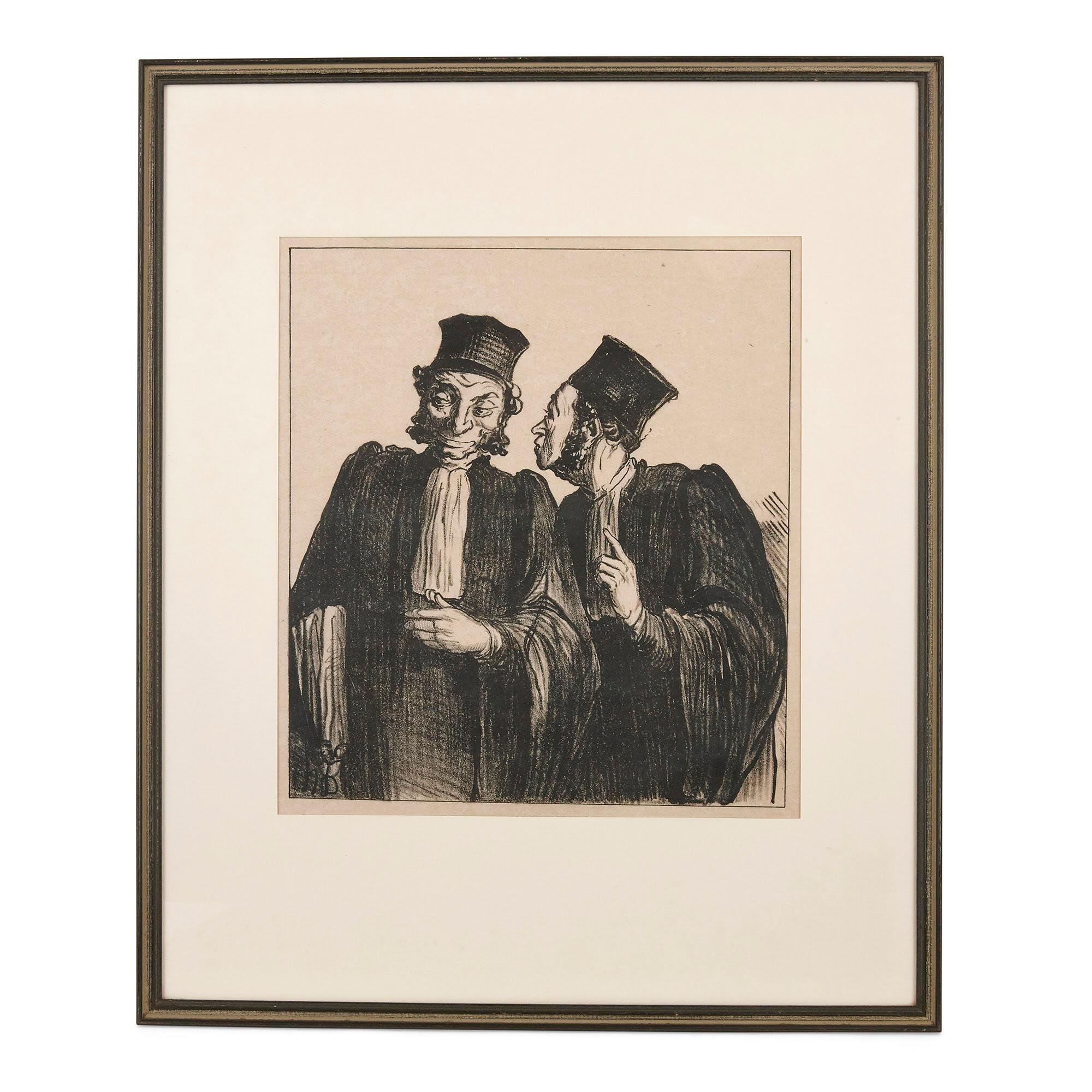 Honoré Daumier Print - Two lawyers from 'Croquis Parisiens'