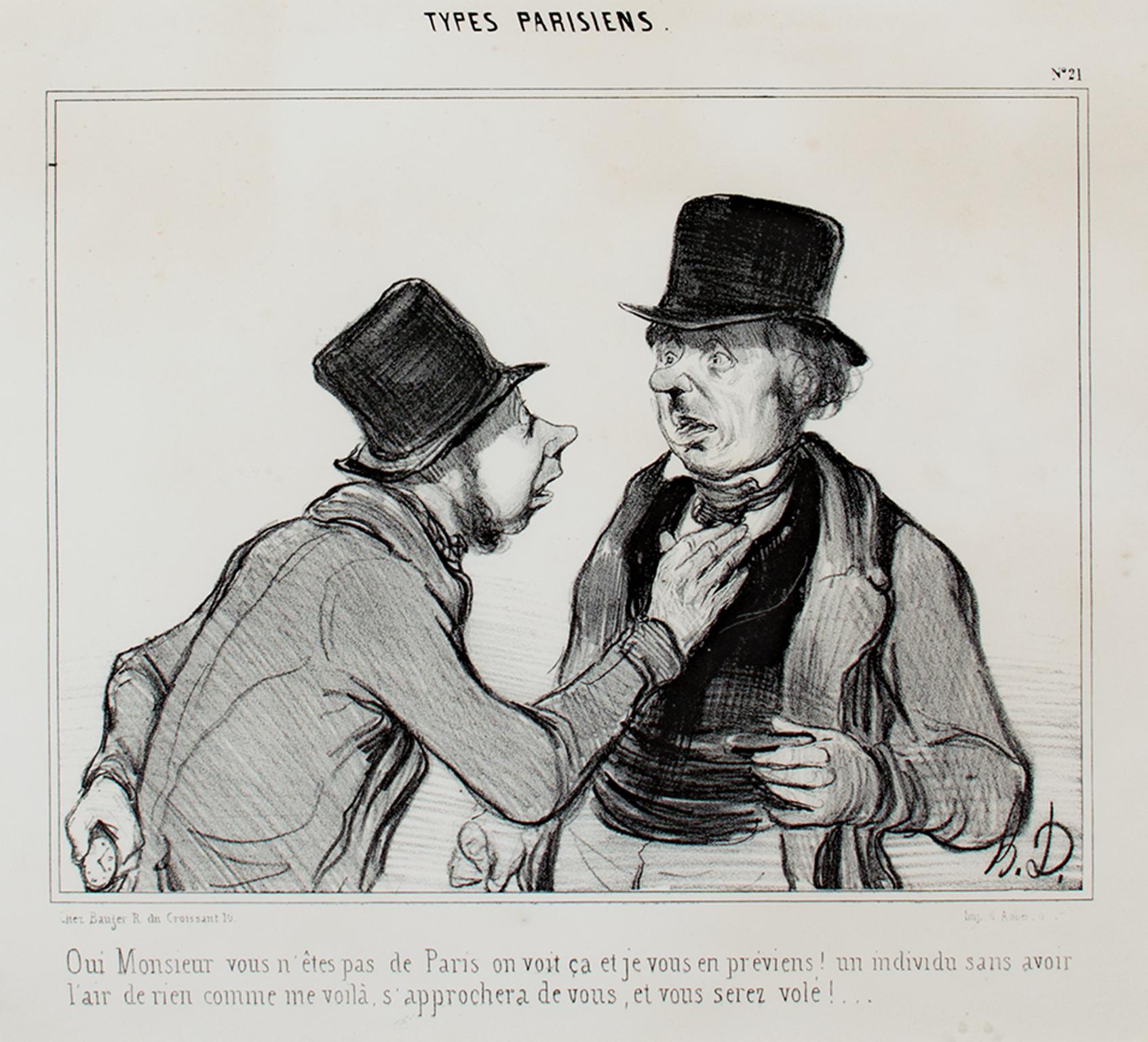 Honoré Daumier Figurative Print - "Types Praisiens L.D. 577, " original lithograph by Honore Daumier