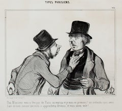 "Types Praisiens L.D. 577," original lithograph by Honore Daumier