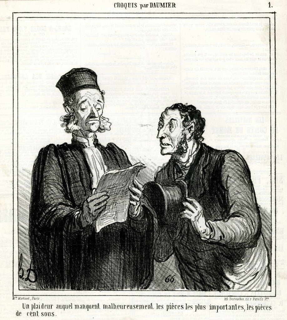 Un plaideur auquel manquent malheureusement - Print by Honoré Daumier