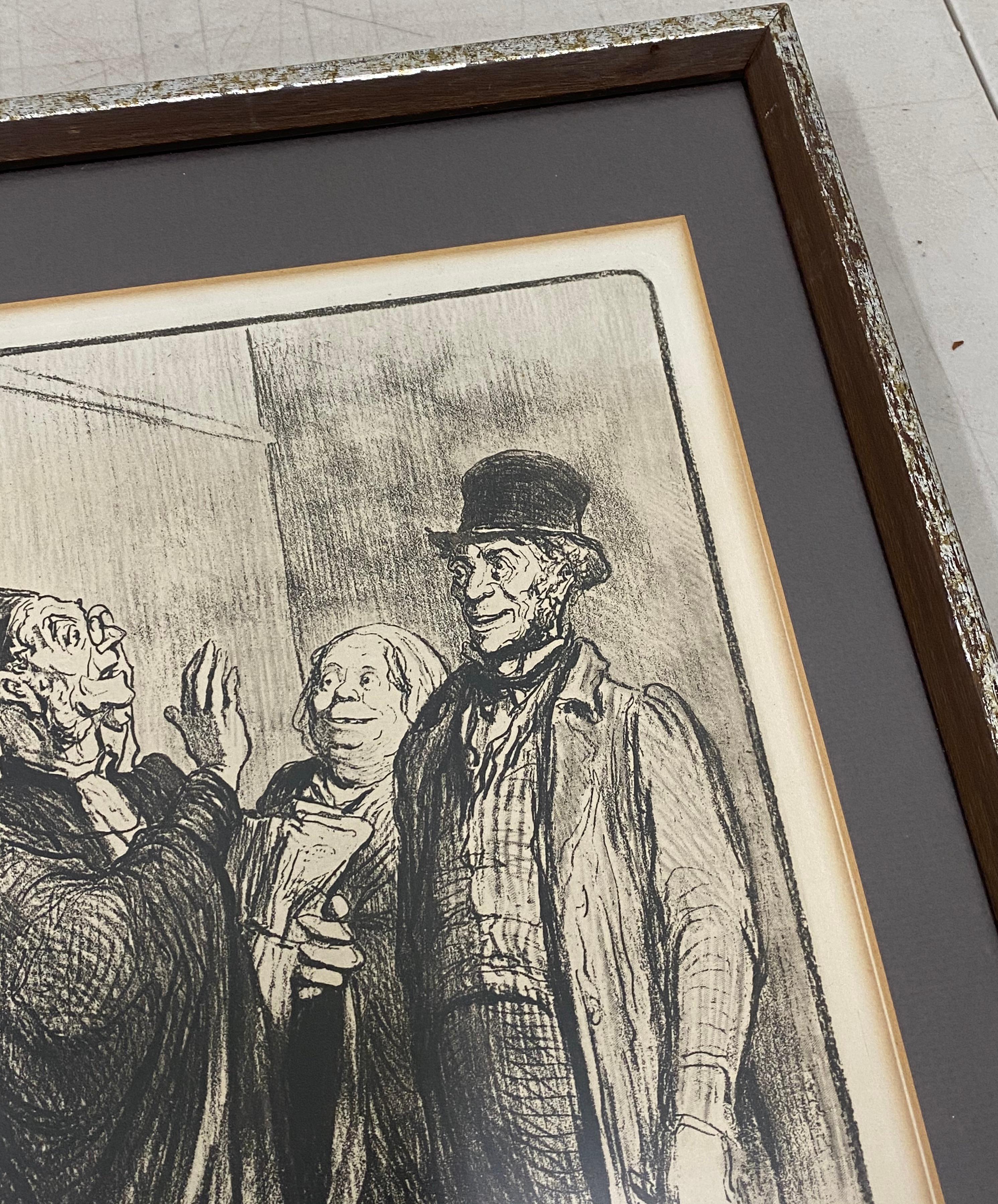 Vintage Framed Lithograph by Honore Daumier - Impressionist Print by Honoré Daumier