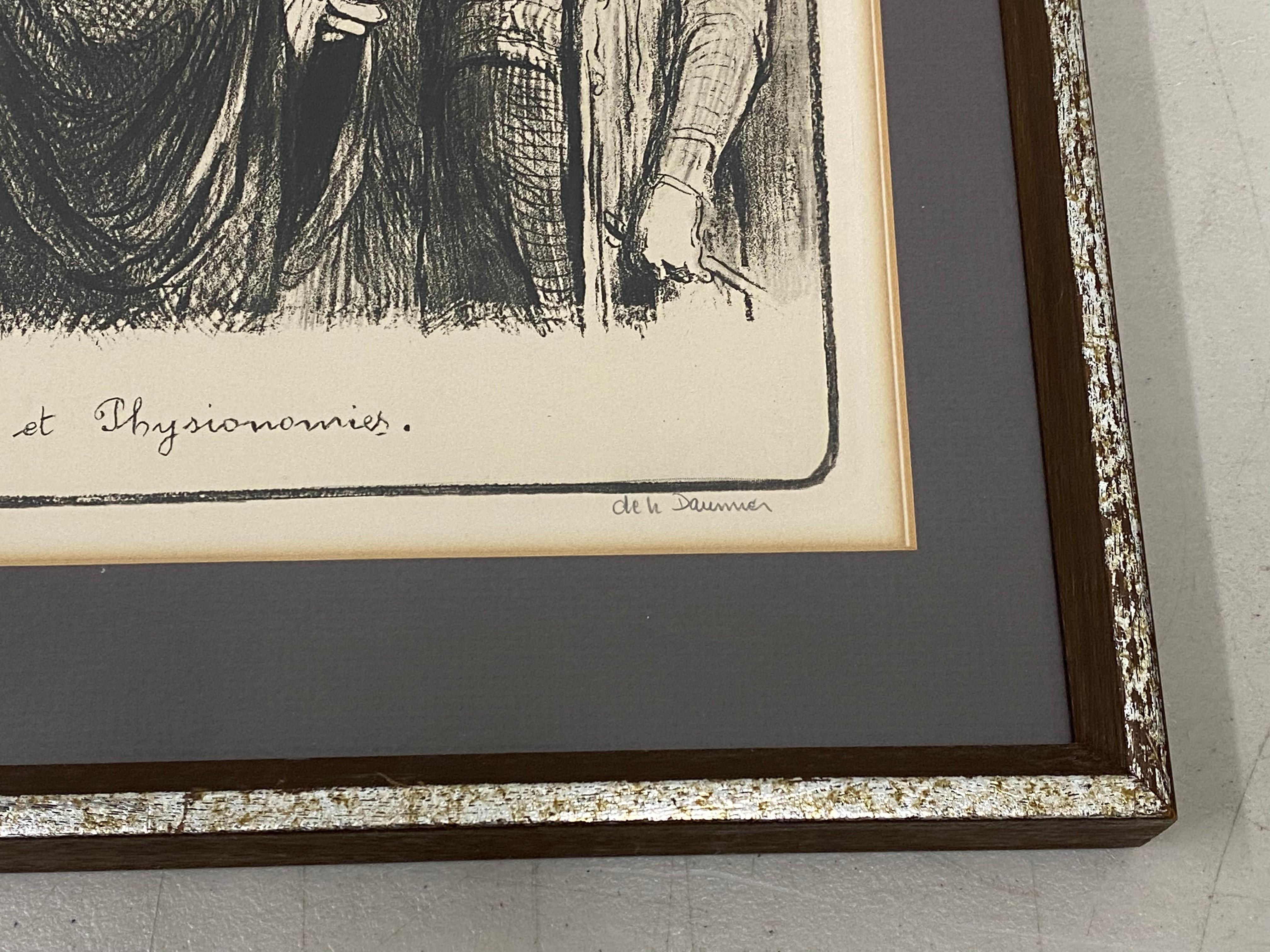 Litografia vintage incorniciata di Honore Daumier in vendita 1
