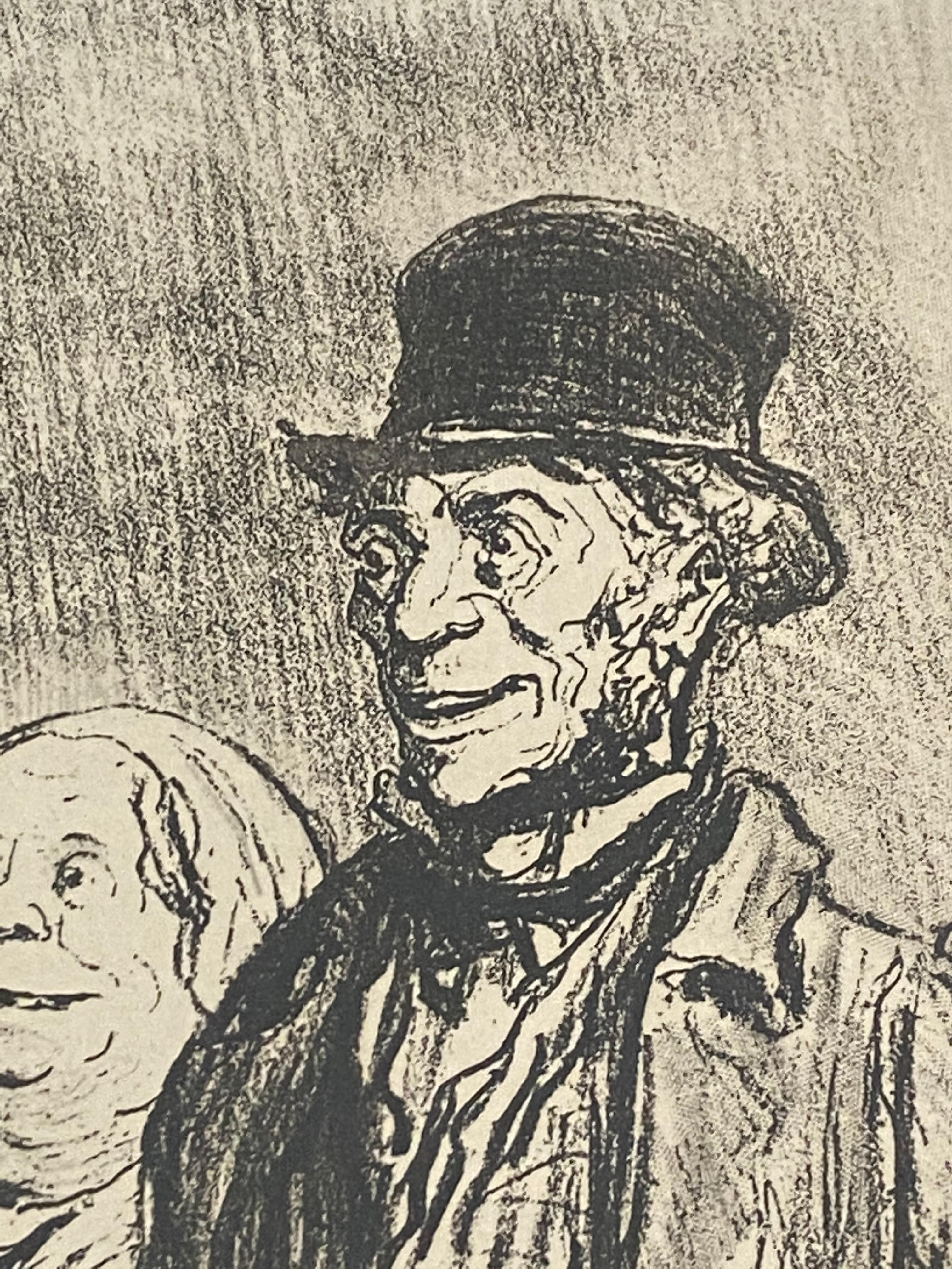 Litografia vintage incorniciata di Honore Daumier in vendita 2
