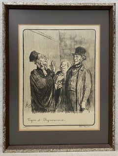 Lithographie vintage encadrée d'Honoré Daumier